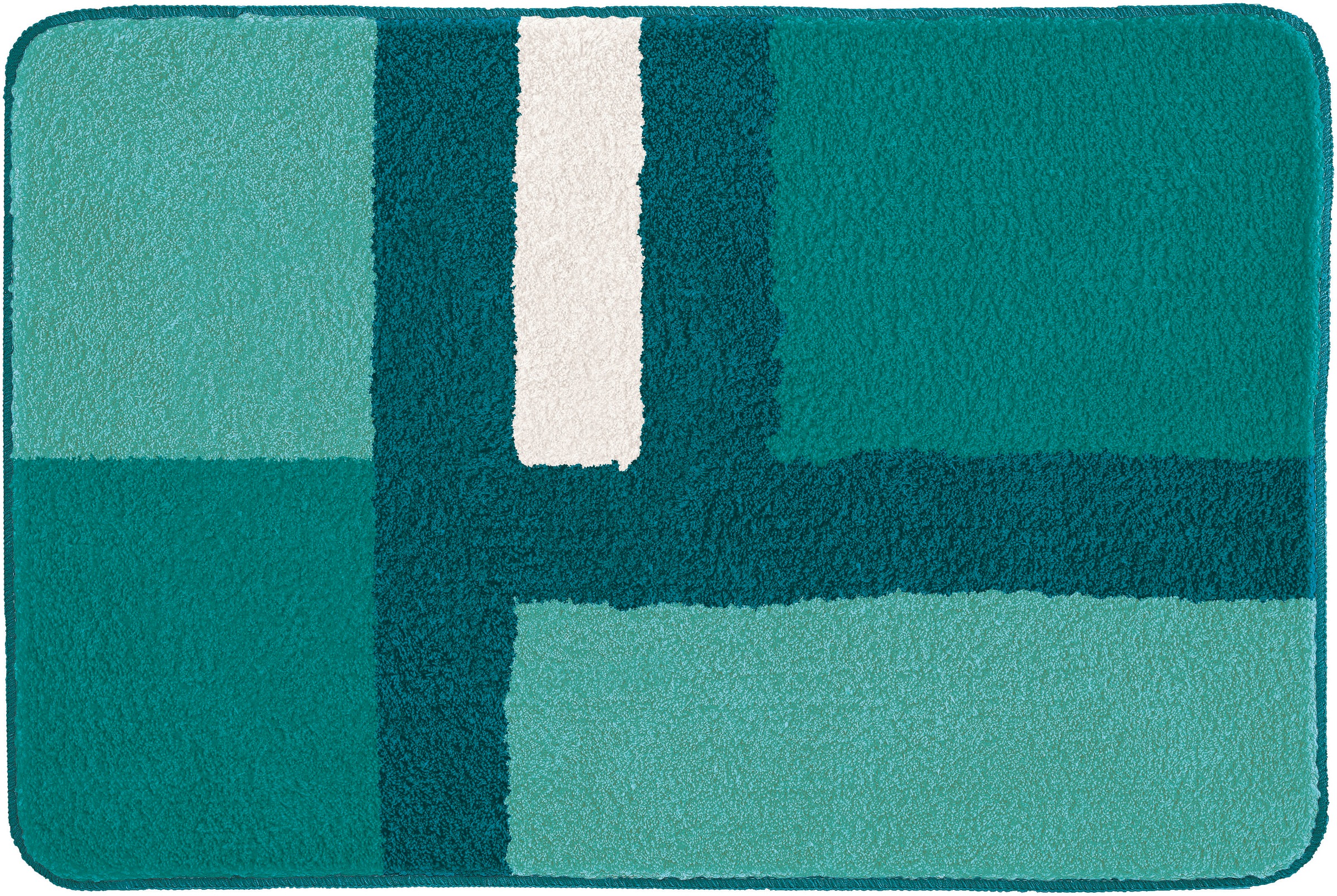 Kleine Wolke Badematte »»Ariana«, Badvorleger, Badezimmer Teppich« Höhe 20 mm rutschhemmend beschichtet fußbodenheizungsgeeignet Geometrisches Design mit kontrastierendem Mittelstreifen