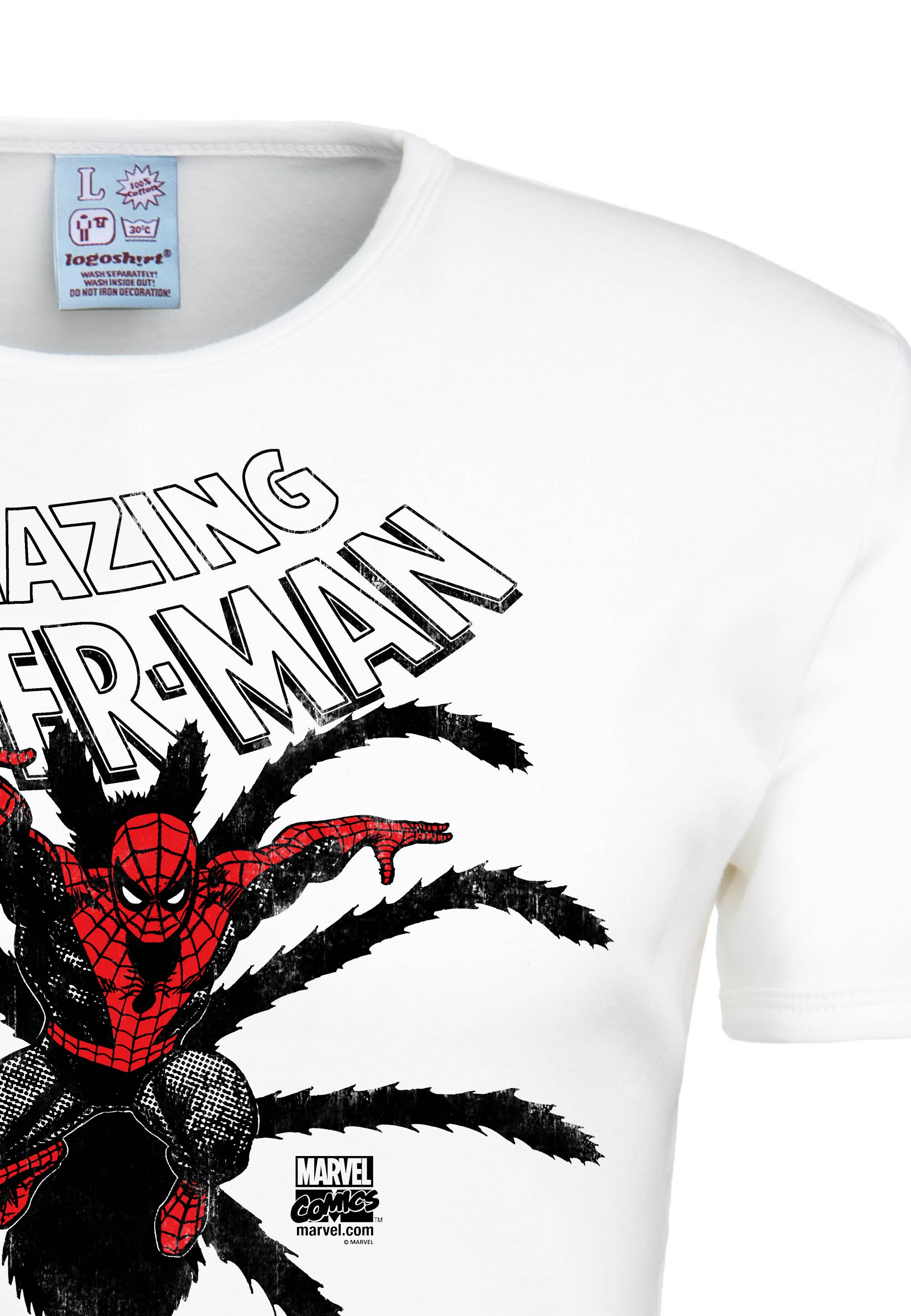 LOGOSHIRT T-Shirt »Spider-Man Birth«, mit lizenzierten Originaldesign