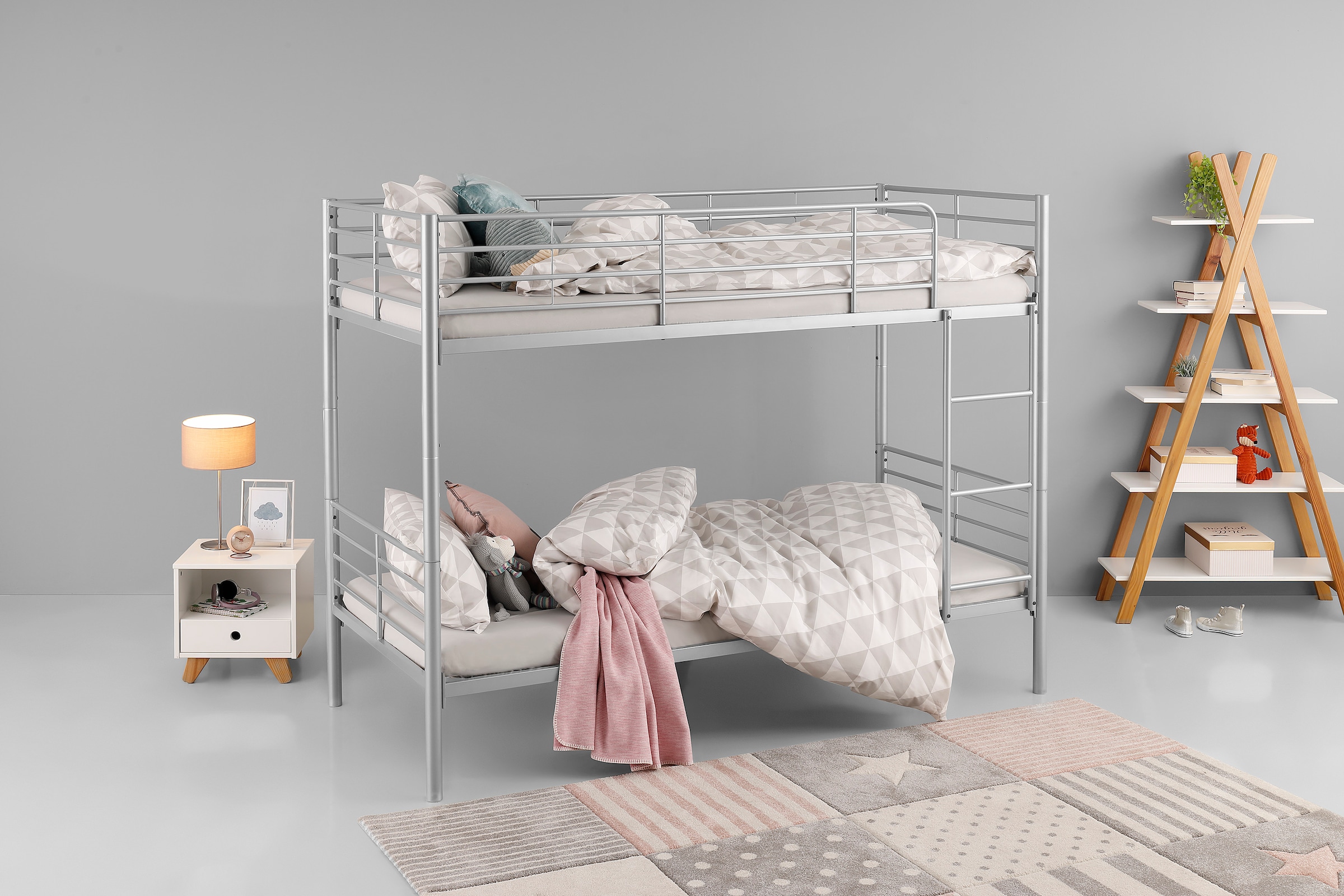 Etagenbett »Hayo, Metallbett, Stockbett«, (teilbar in 2 Einzelbetten), perfekt für...