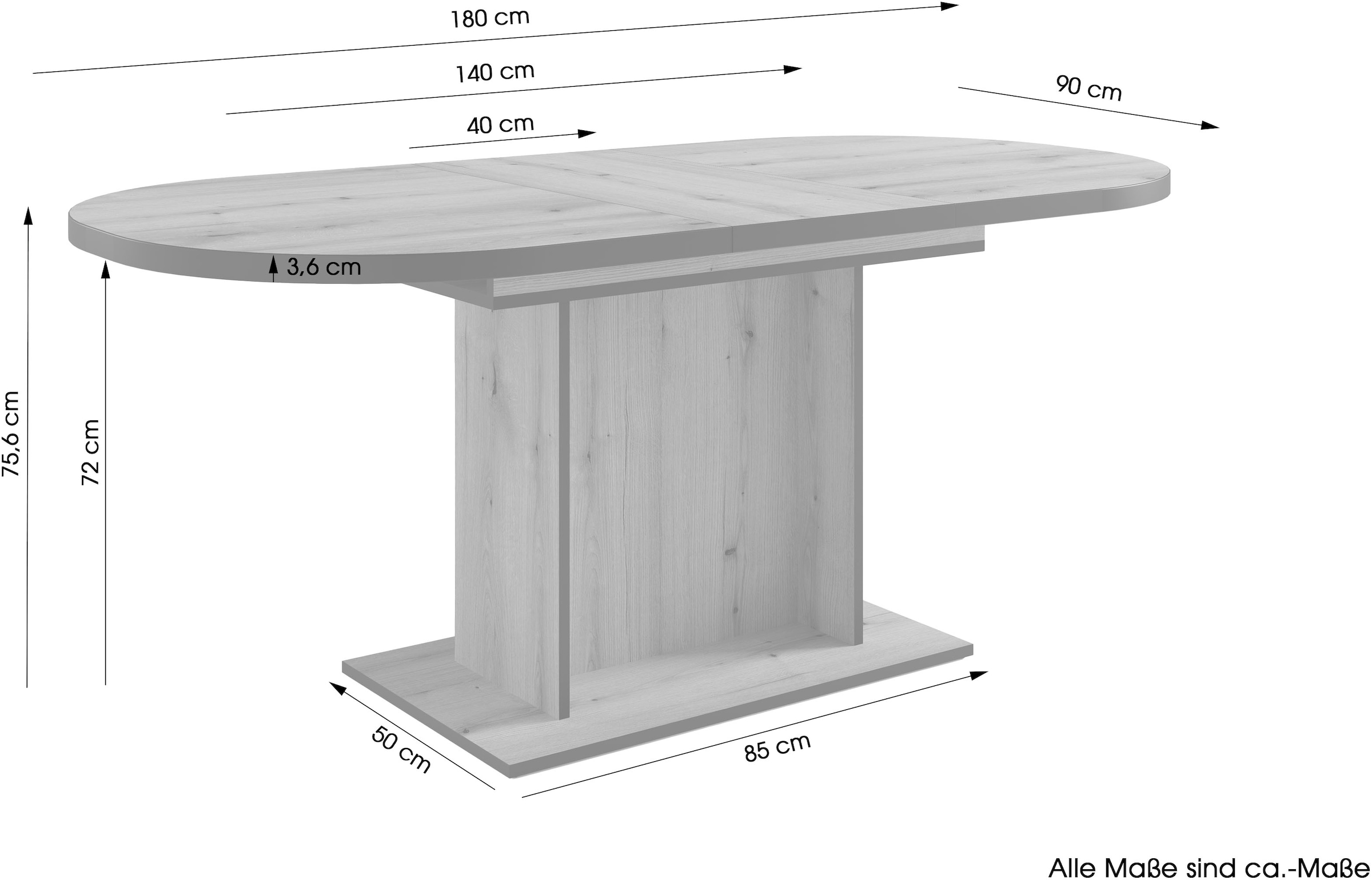Home affaire Essgruppe »Basel, Tischgruppe mit Ausziehtisch«, (Set, 5 tlg.), BESTSELLER, Sitzgruppe, Tisch, Stühle, ovale Tischplatte, Säulentisch