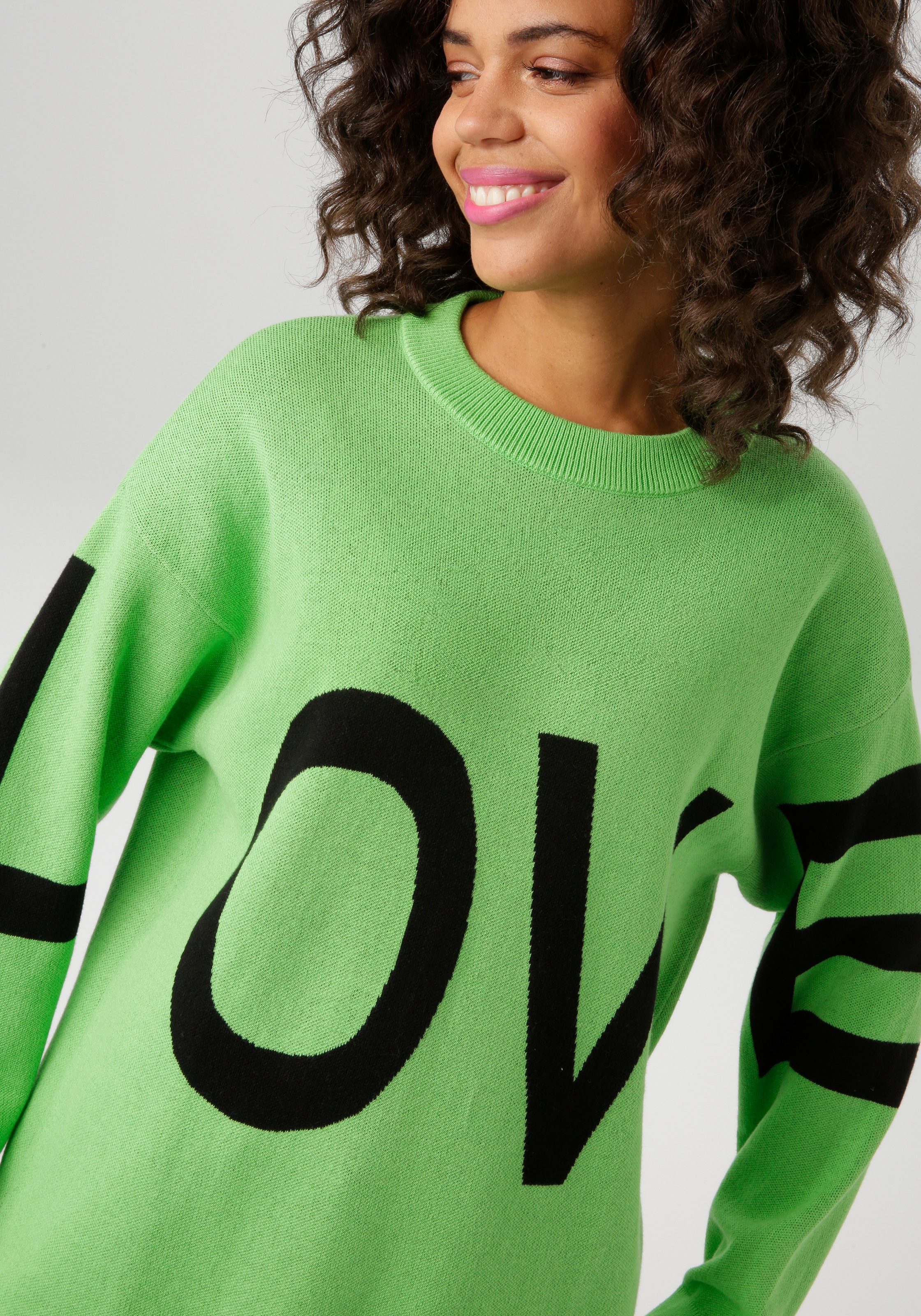 Aniston CASUAL Strickpullover, mit eingestricktem LOVE-Schriftzug günstig online kaufen