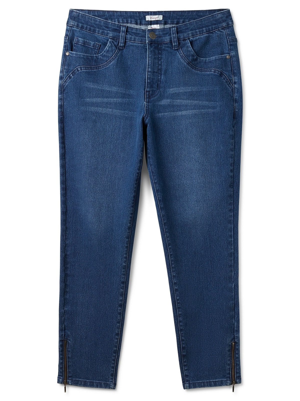 Sheego Stretch-Jeans online BAUR »Große | mit Zippern am Größen«, kaufen Saumabschluss
