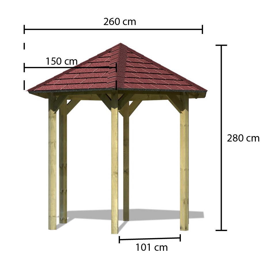 Karibu Pavillon »Lissabon«, (Set), BxT: 299x260 cm, inkl. Dachschindeln und Pfostenanker