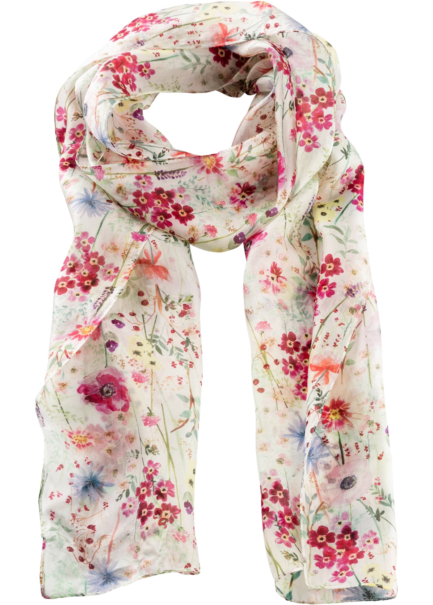 bonprix Schal 1 Stk. aus reiner Seide, mit Blumenmuster, feminin gestaltet günstig online kaufen