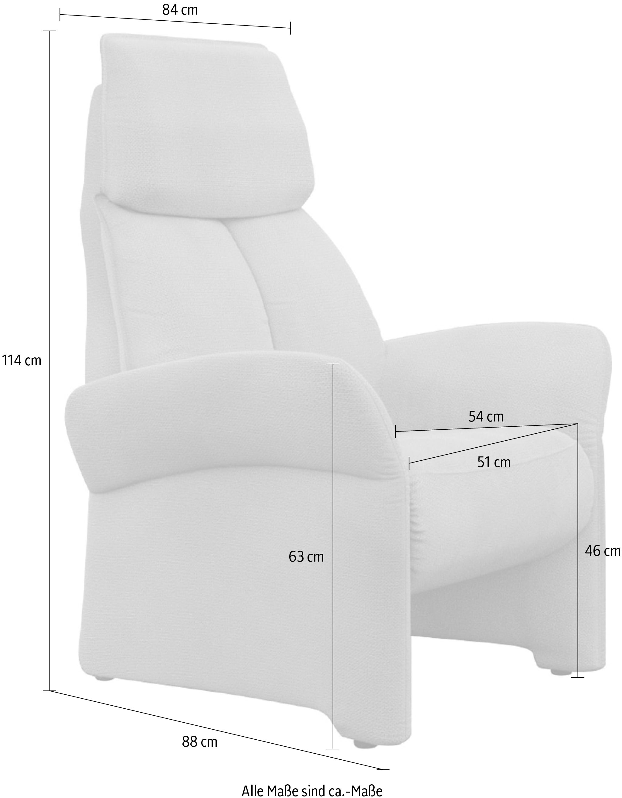 ADA trendline Relaxsessel »Savin«, in Größe M, Liegefläche 180cm, verstellbar, optional mit Aufstehhilfe