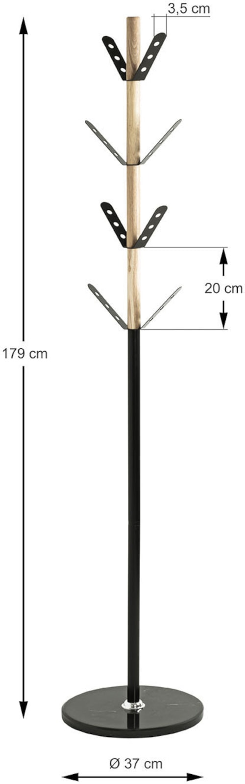 HAKU Garderobenständer »Garderobenständer« Belastbarkeit je Haken jeweils 6 kg / Belastbarkeit max: 30 kg