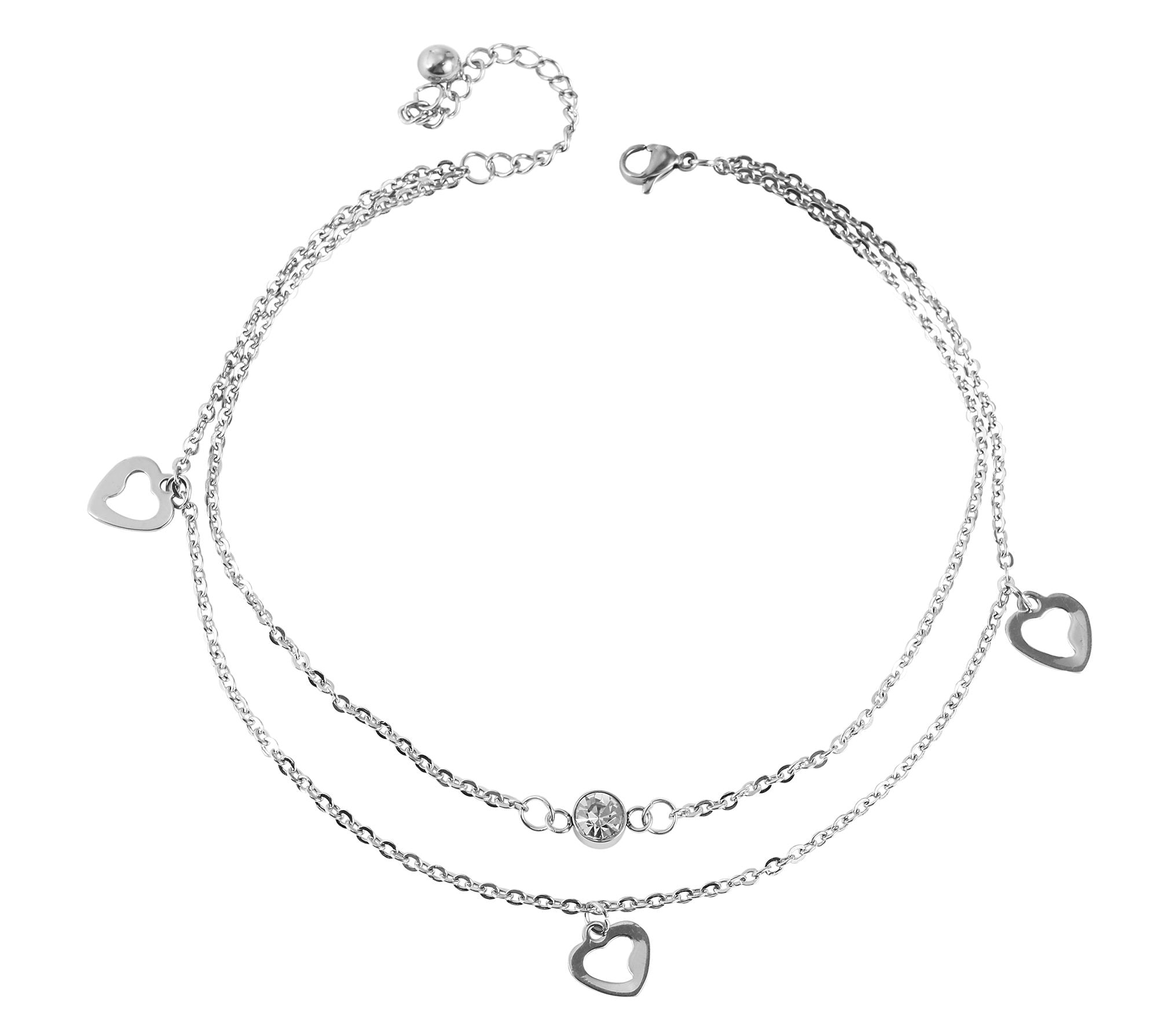 Adelia´s Armband »Damen Armband – Herz aus Edelstahl mit Strass Steinchen 26 cm« Ideal zum Verschenken – schlicht und stilvoll
