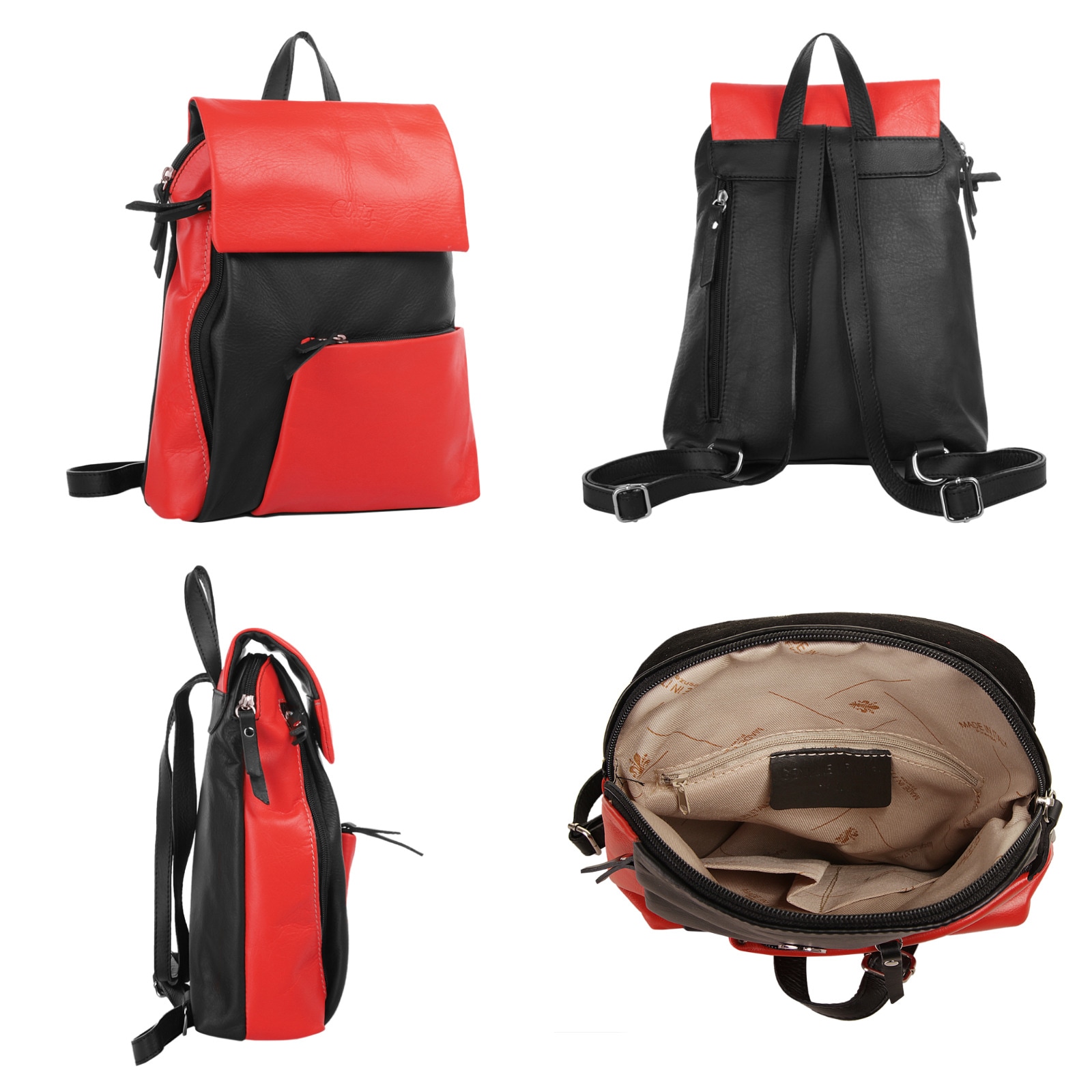 Cluty Cityrucksack, echt Leder, Made in Italy