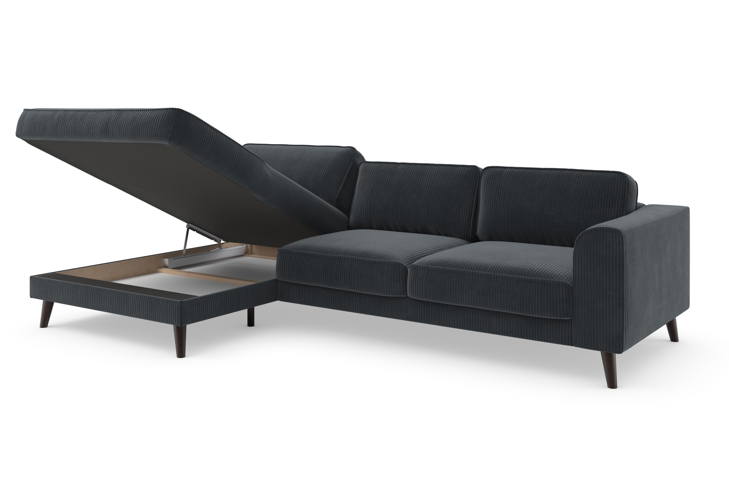 TRENDMANUFAKTUR Ecksofa »Lumber Jack, elegantes Designsofa, zeitlos modern, hoher Sitzkomfort«, wahlweise mit Bettfunktion u. Bettkasten, L-Form
