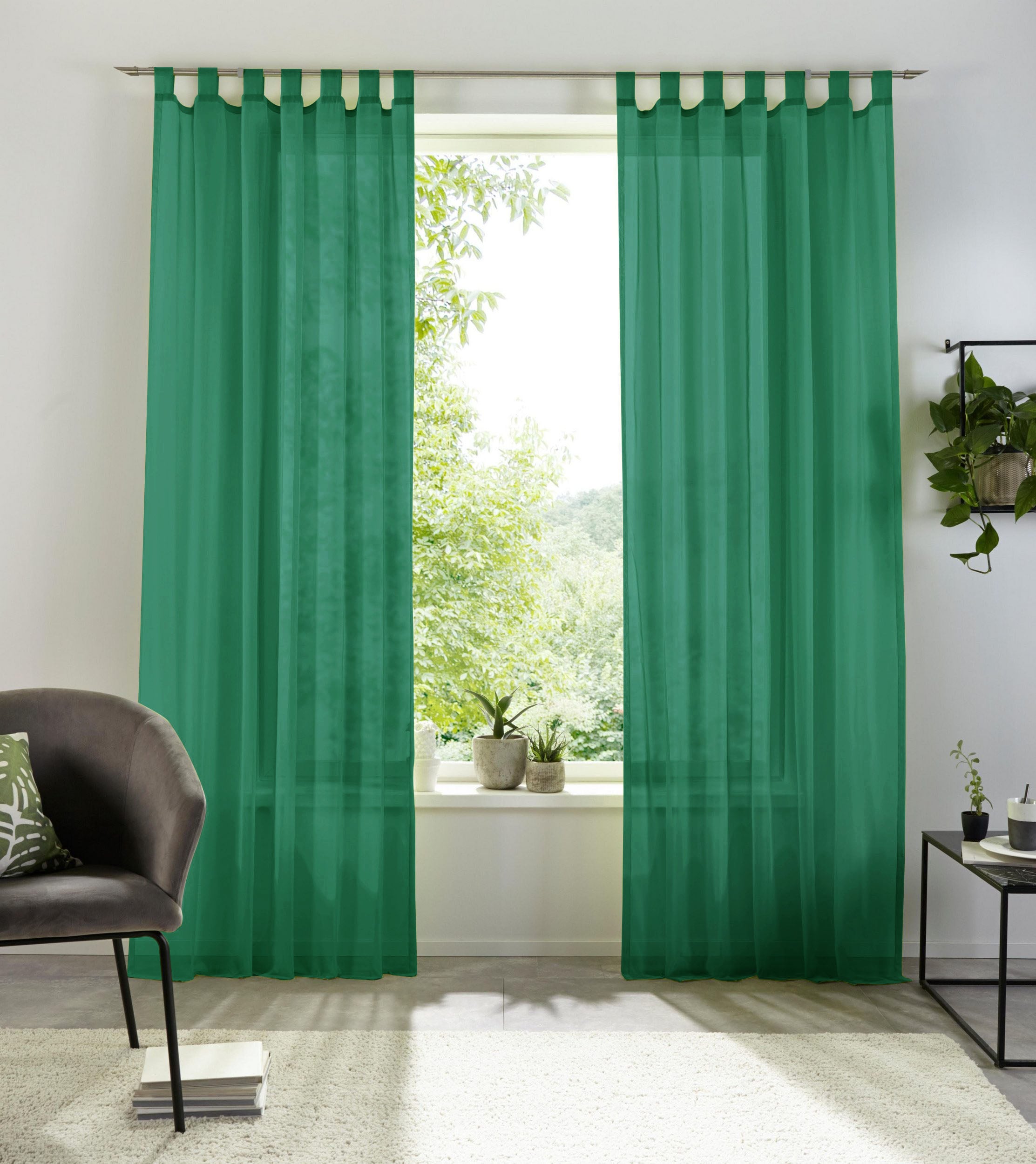 OTTO home Gardine "XANA" Schlaufen 1 Stk. tlg. Bestseller, einfarbig, 1 Schal, pflegeleicht, preiswert