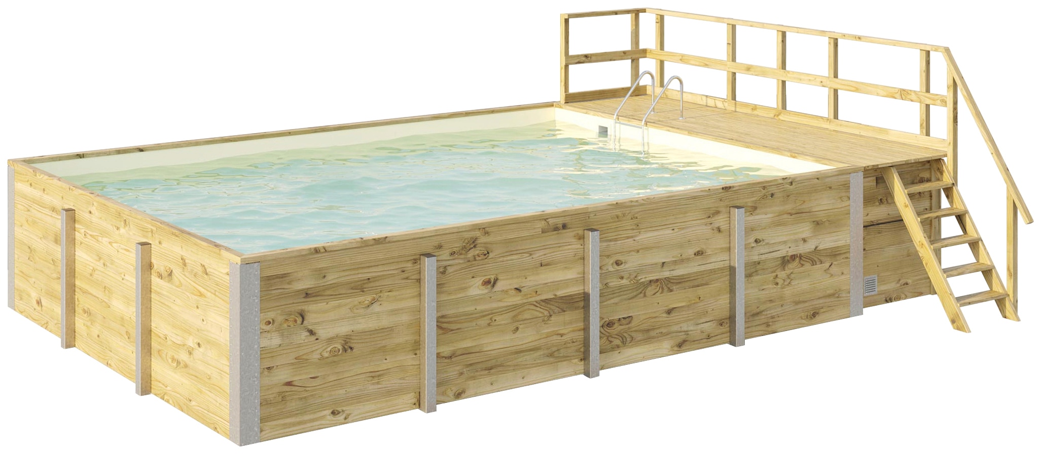 weka Rechteckpool "595 Gr. 2 mit Sonnendeck und Technikraum" BxLxH: 416x644x116 cm, verschiedene Folienfarben
