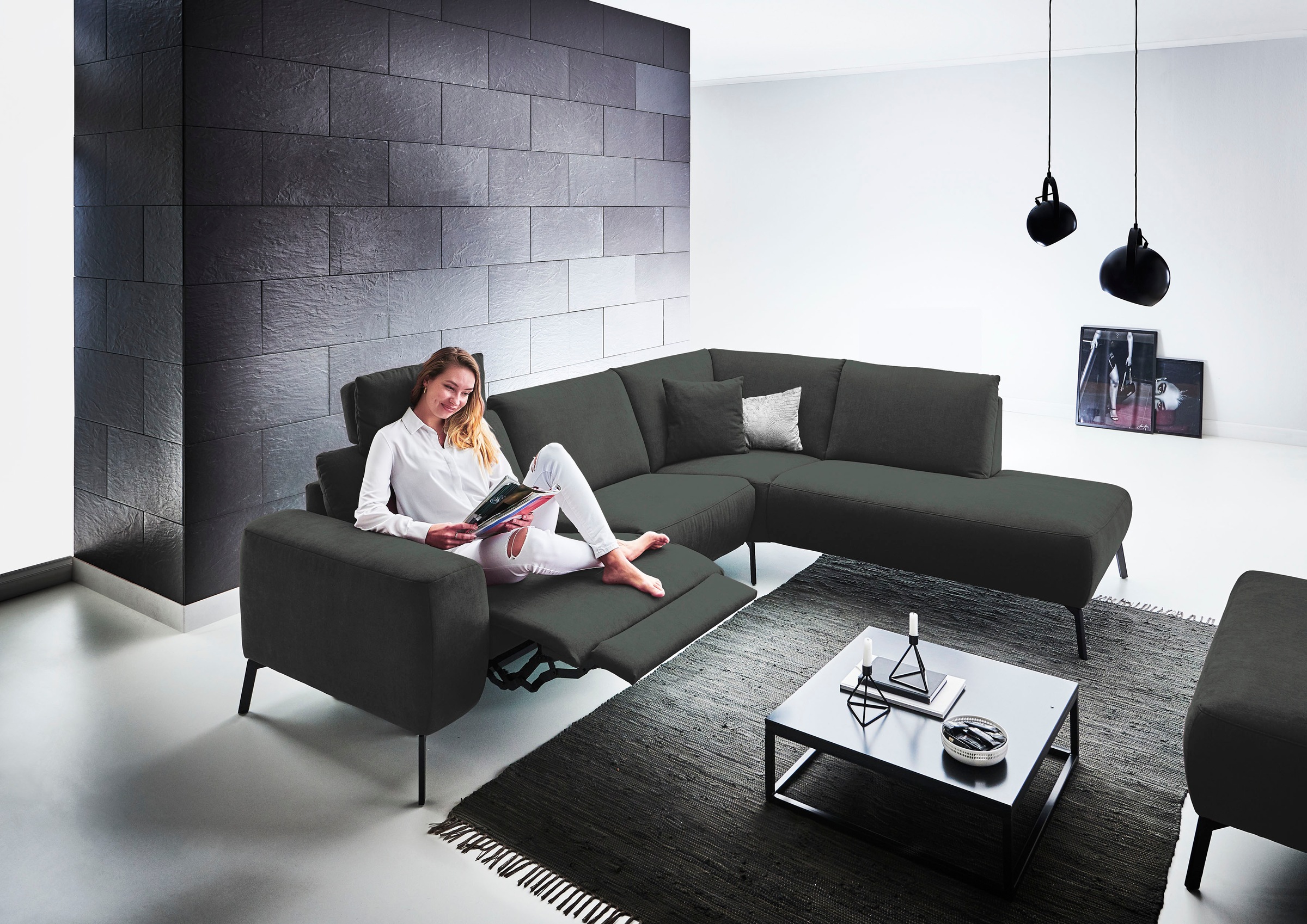INOSIGN Ecksofa »Bellini L-Form«, incl. motorischer Relaxfunktio, wahlweise Easy Care-Bezug