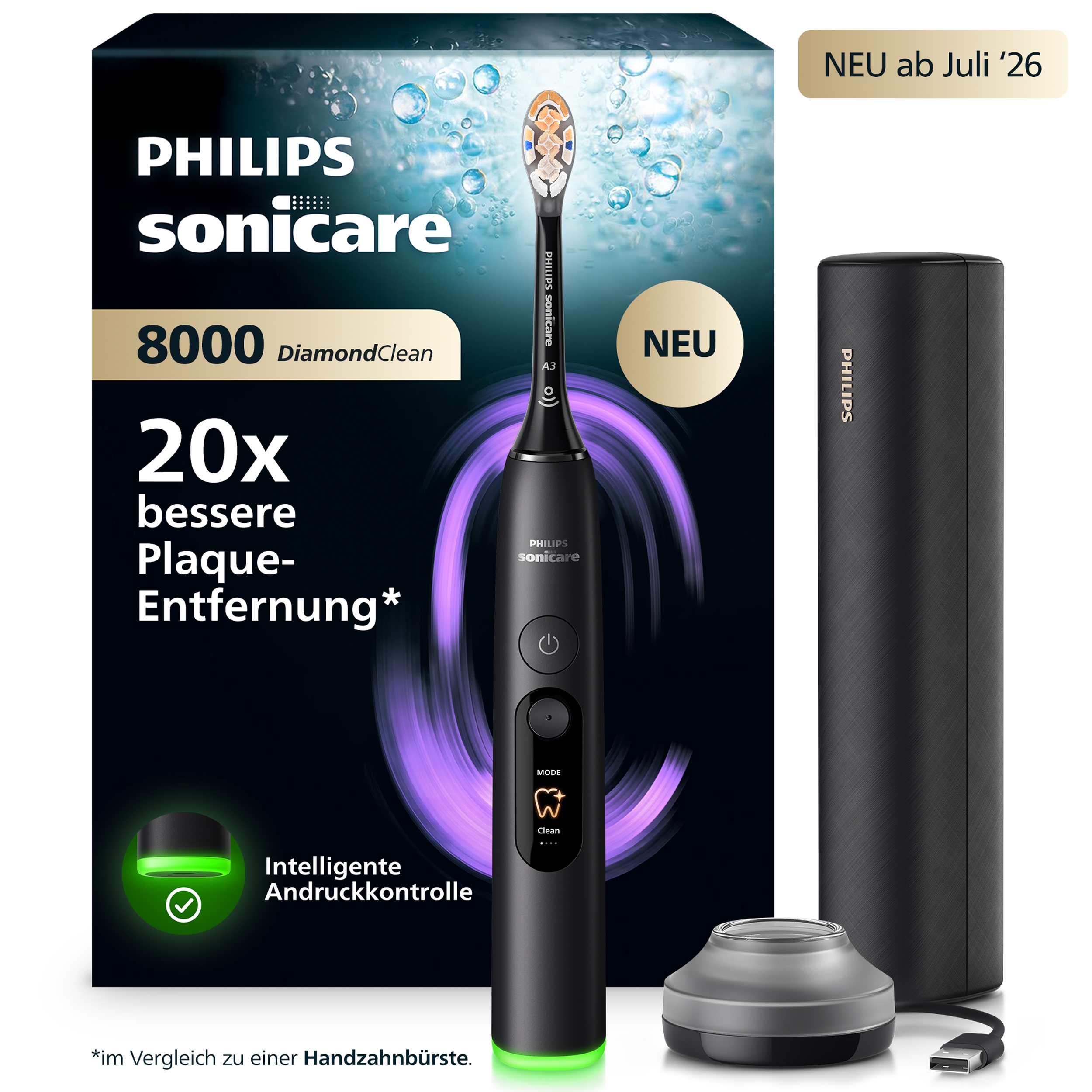 Philips Sonicare Elektrische Zahnbürste "DiamondClean 8000 HX8311/12" 1 Stk. Aufsteckbürsten