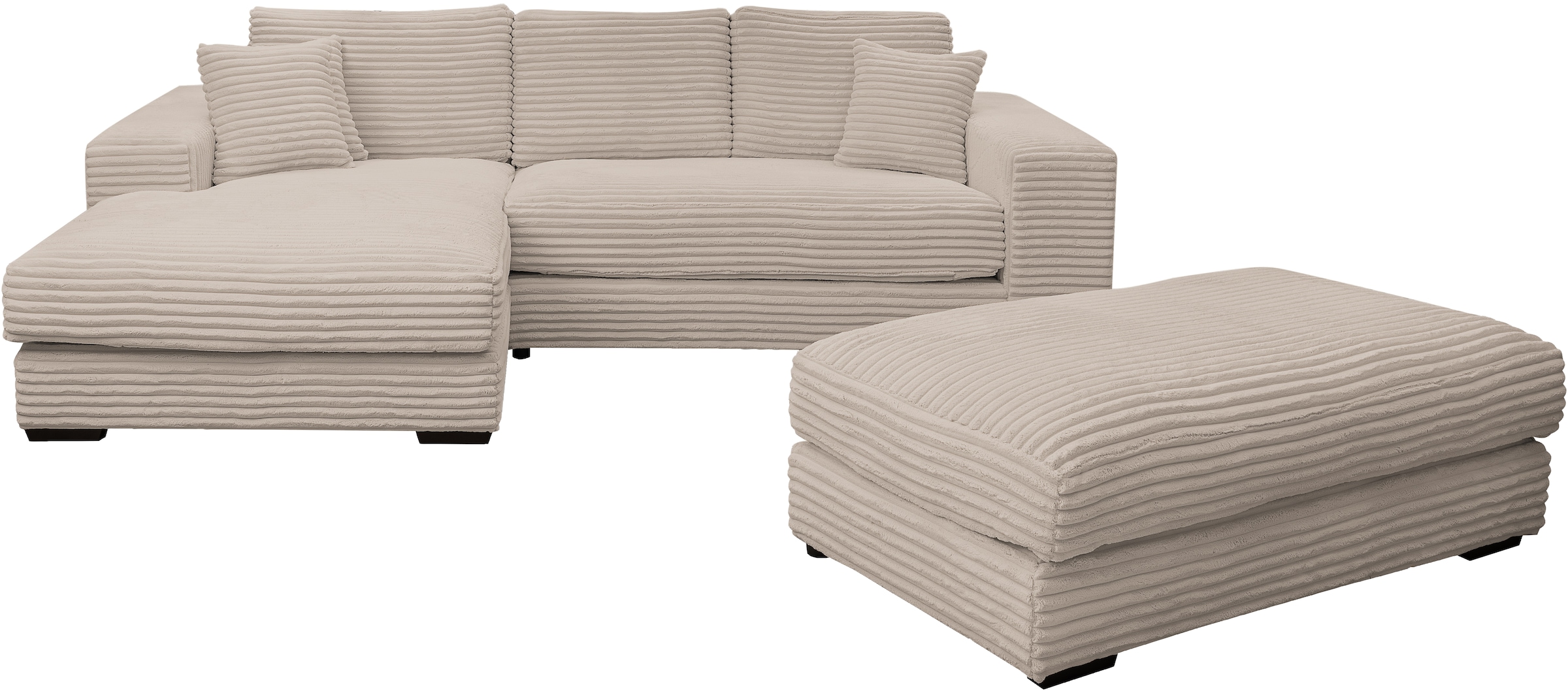WERK2 Polstergarnitur "Eden L-Form + Hocker. Mega Couch Breite 286cm, Cord" günstig online kaufen