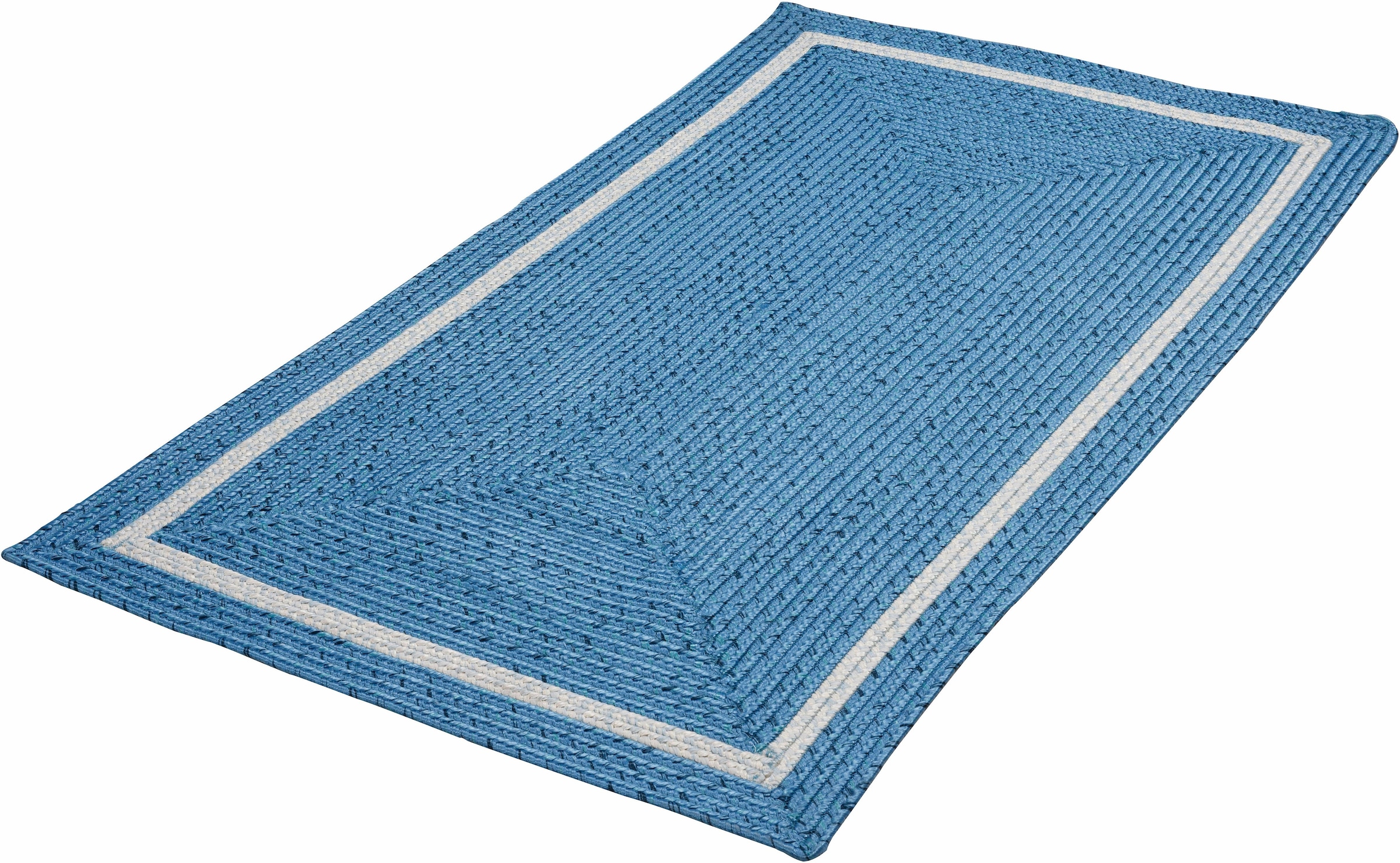 Gino Falcone Teppich "Benito" rechteckig 6 mm Höhe Flachgewebe, Uni Farben, mit Bordüre, In- und Outdoor geeignet
