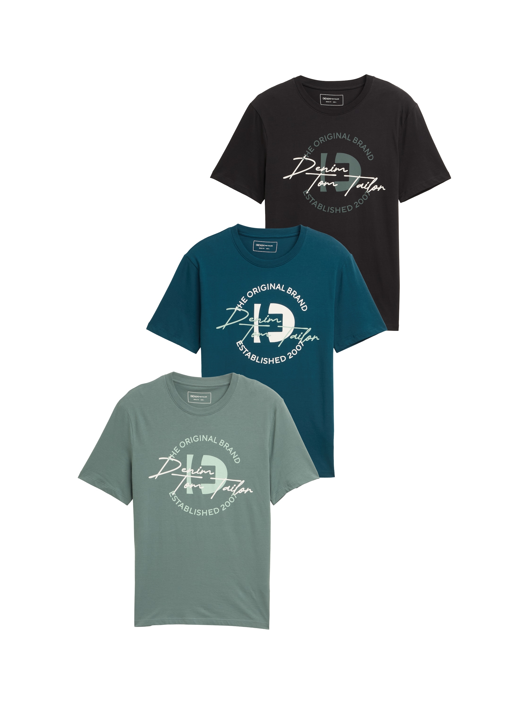TOM TAILOR Denim T-Shirt, (Packung, 3 tlg.), mit Print günstig online kaufen