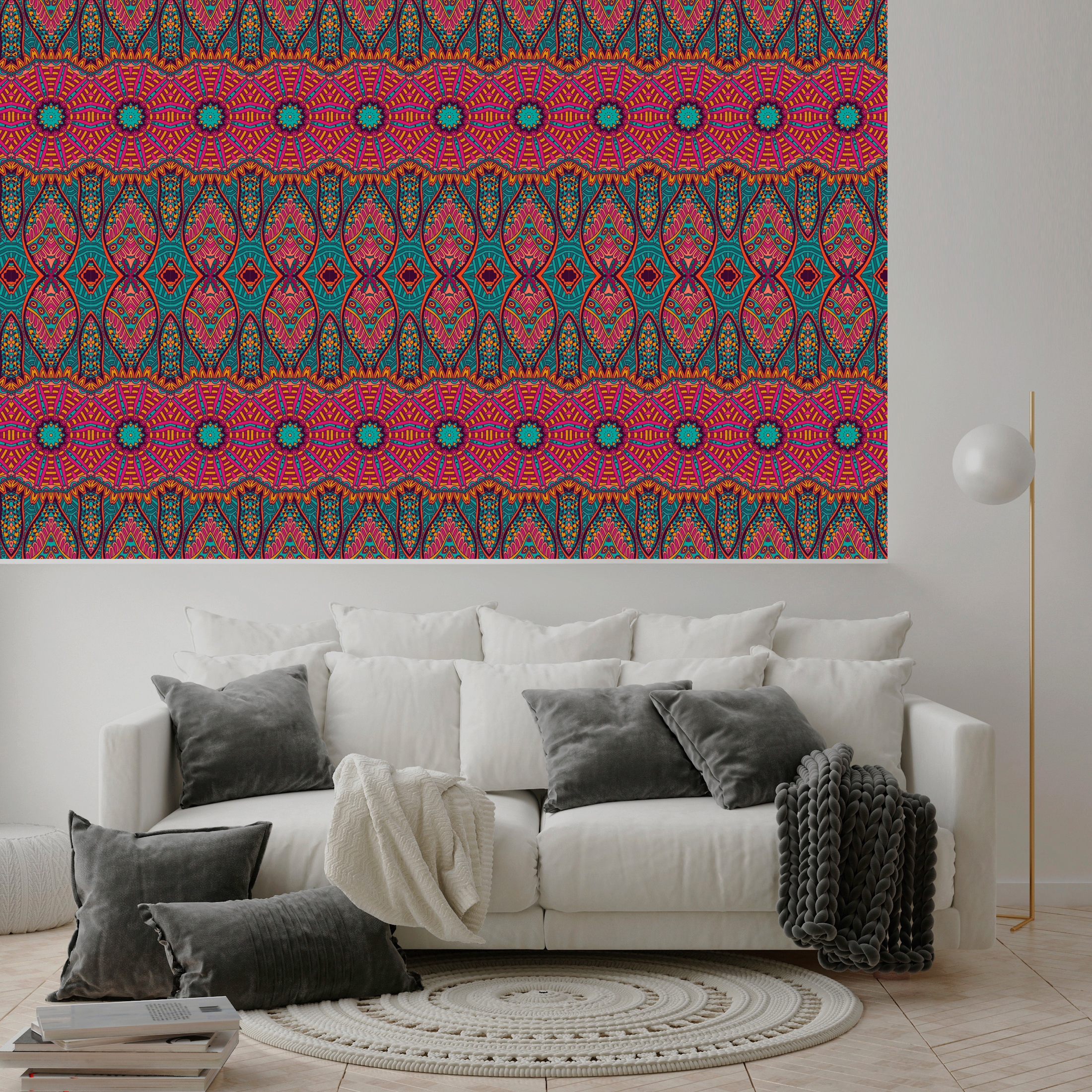 queence Vinyltapete »Evin«, bedruckt-Barock-Antikoptik-Kunst, 90x250cm, selbstklebend, kinderleichte Anbringung, Sticker