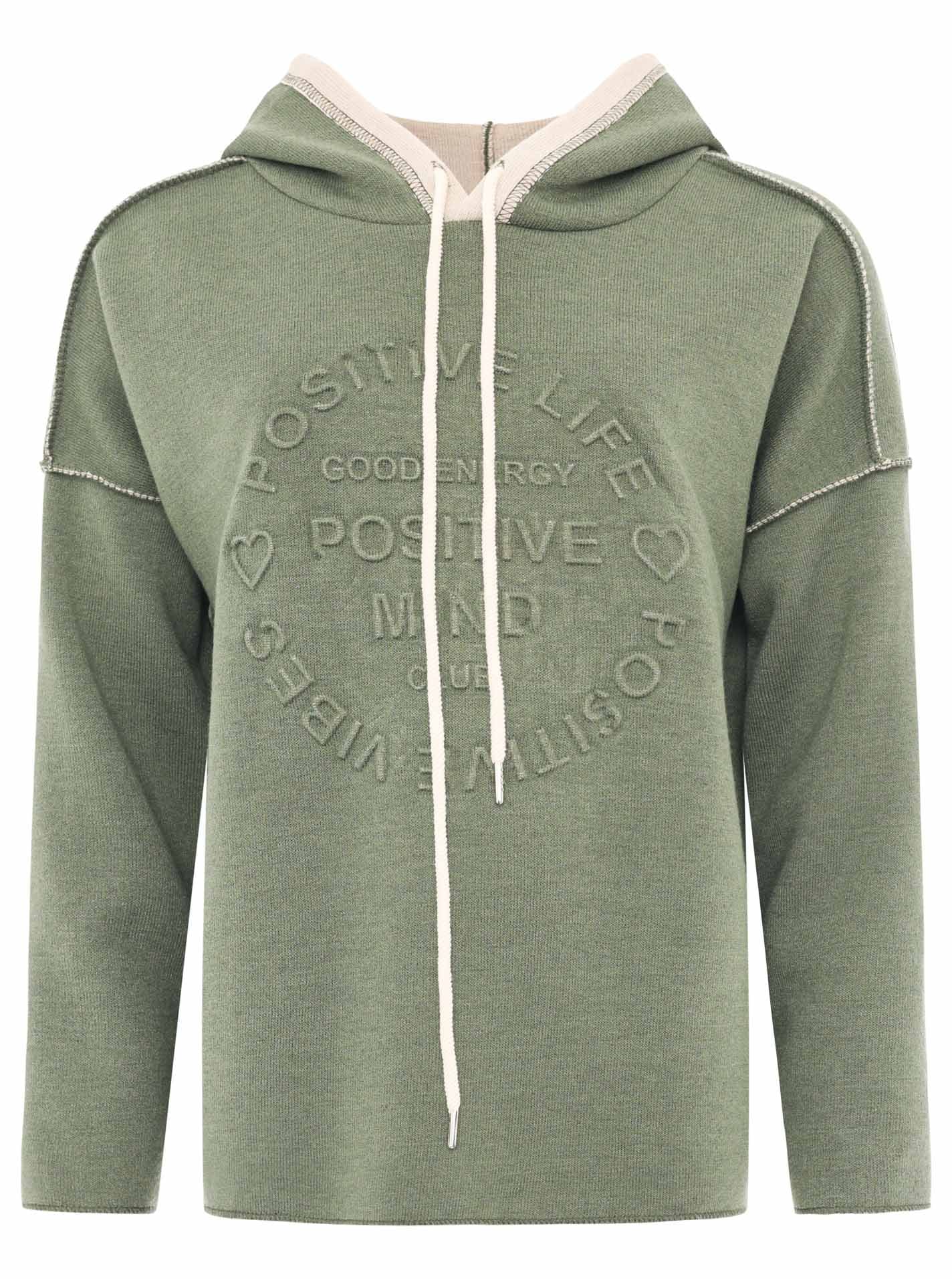 Zwillingsherz Hoodie »"Positive Mind"«, Kapuze, 3/4 Arm, tonaler Schriftzug vorn, Kordelzug
