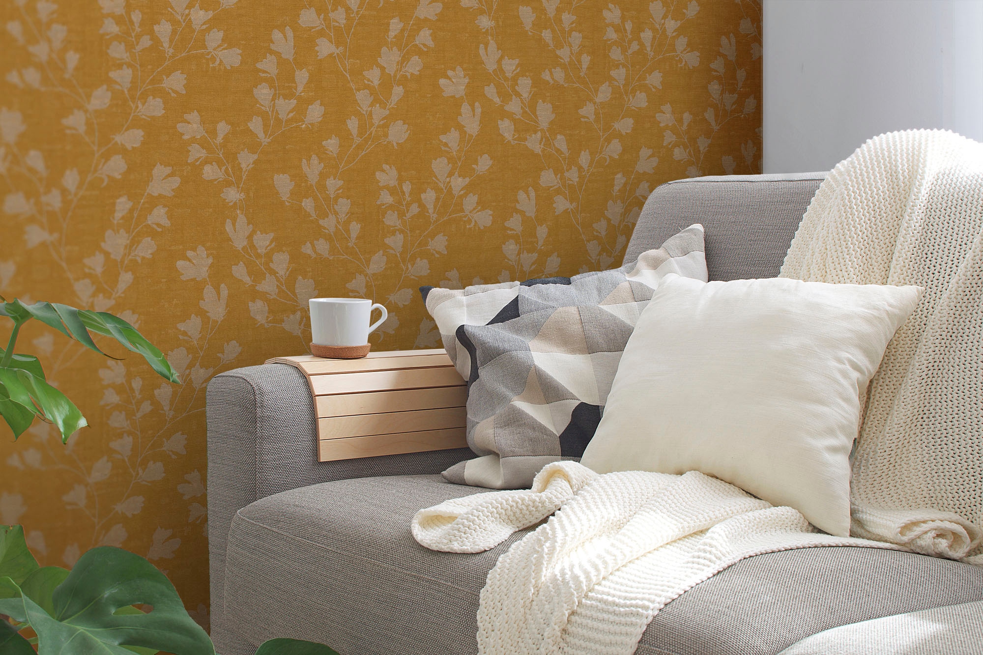 A.S. Création Vliestapete »Nara Blätterranke«, matt-gemustert-neutral, Tapete Natur Tapeten Wohnzimmer Schlafzimmer Küche modern Design Optik