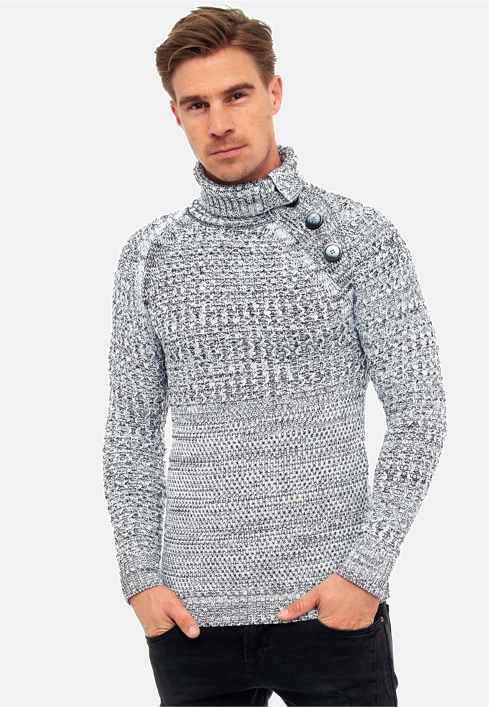 Rusty Neal Strickpullover mit modischen Zierknöpfen