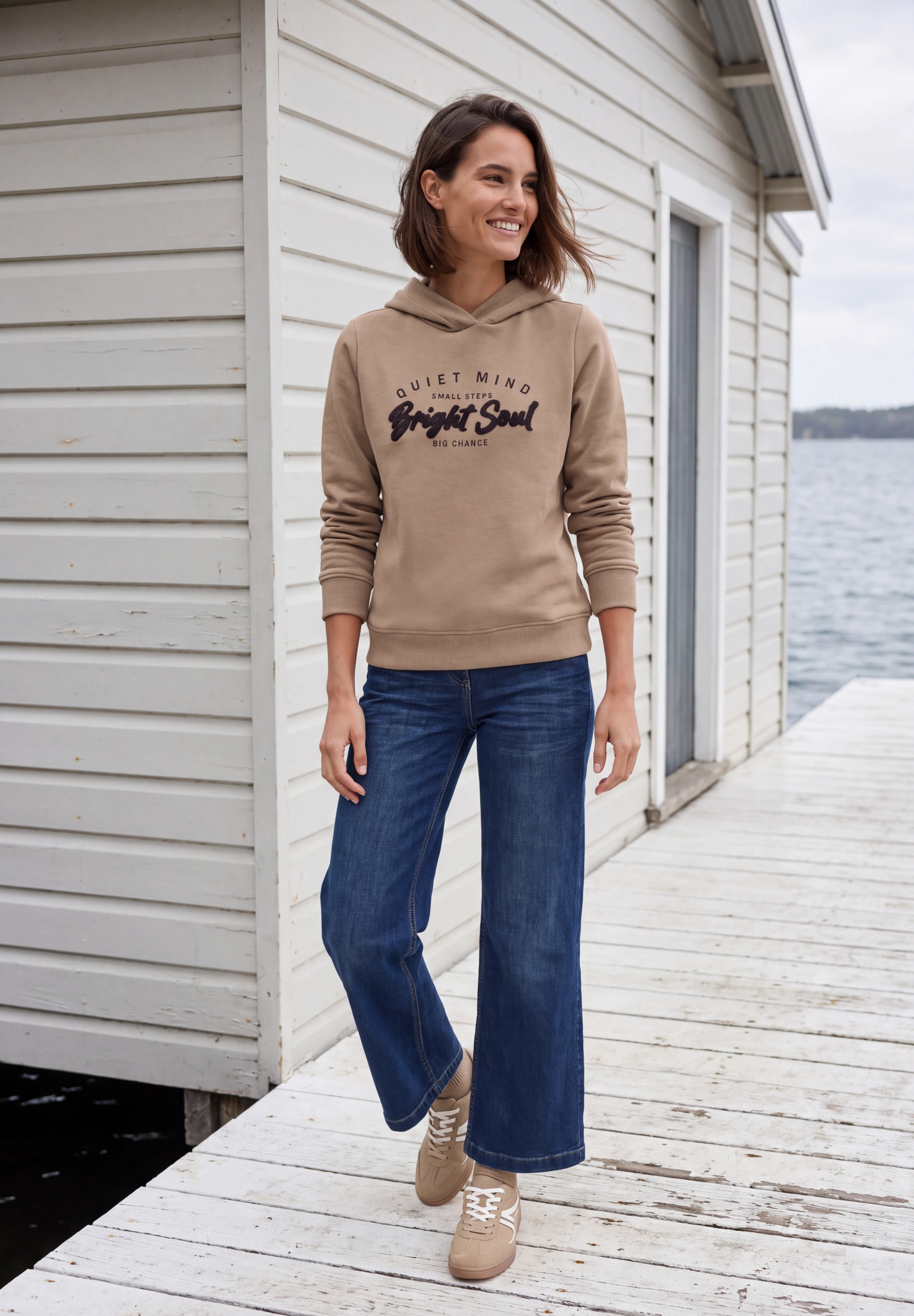 Cecil Kapuzensweatshirt , Hoodie mit Details in Rippstruktur
