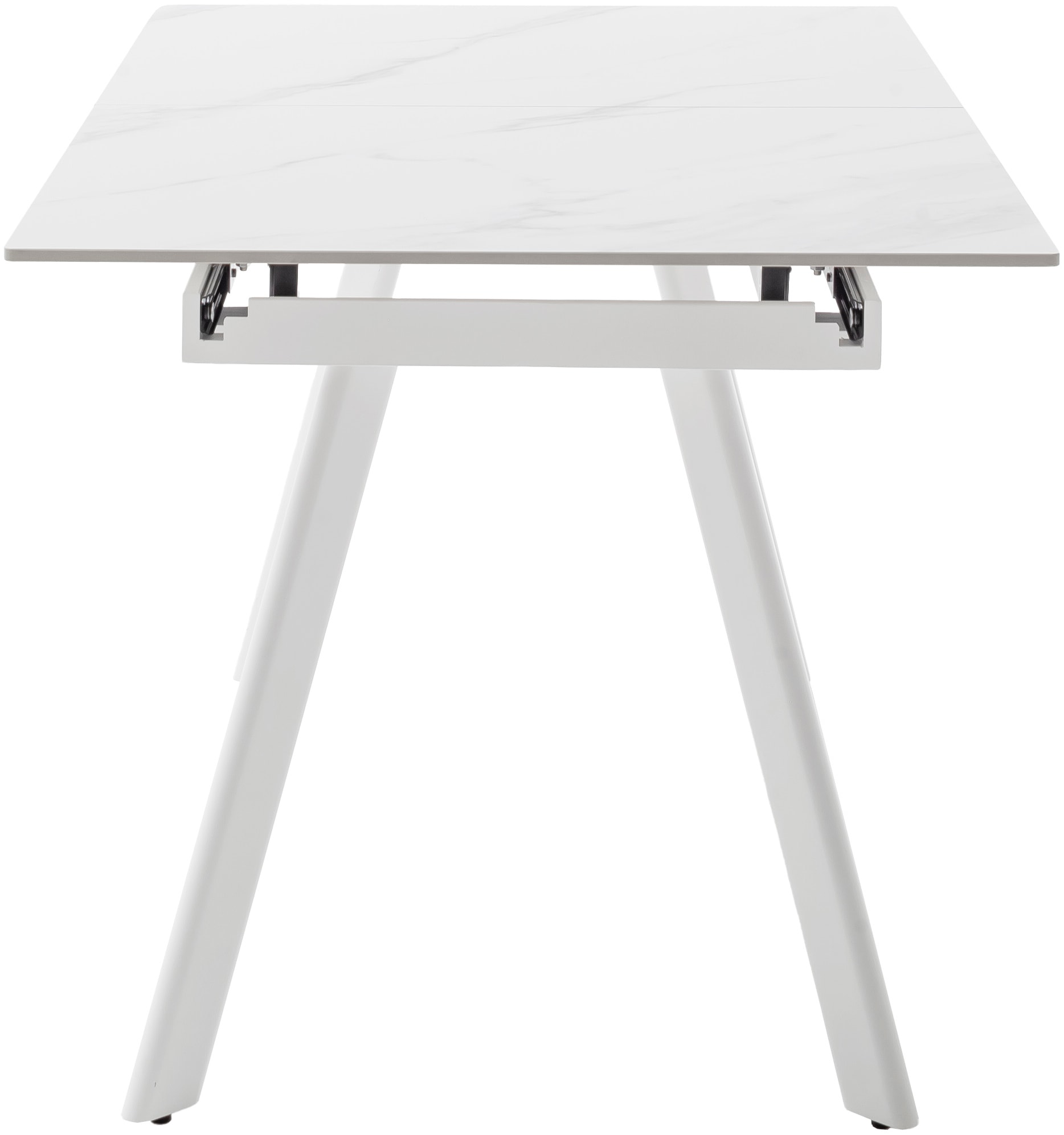 MCA furniture Esstisch »PARENZO Auzugtisch 140-180 cm weiß marmoriert - bis 8 Personen«, (1 St.), Keramik, Metall weiß, Synchronauszug, ausziehbar, 6-8 Personen