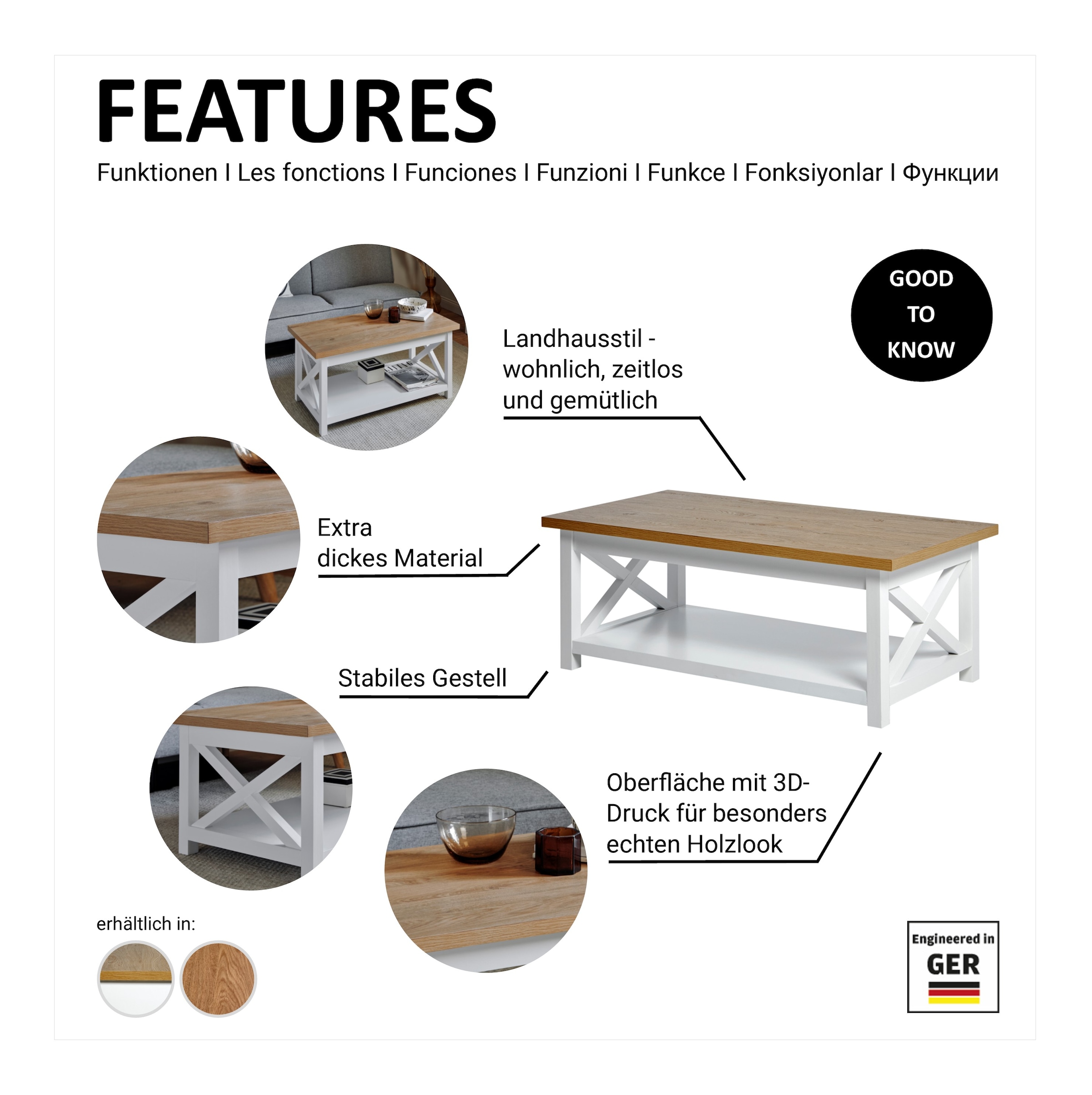 Jahnke Couchtisch »CHALET COFFEE«, (1 St.), Couchtisch, Kaffetisch, mit Ablageboden, Landhausstil, X-Design