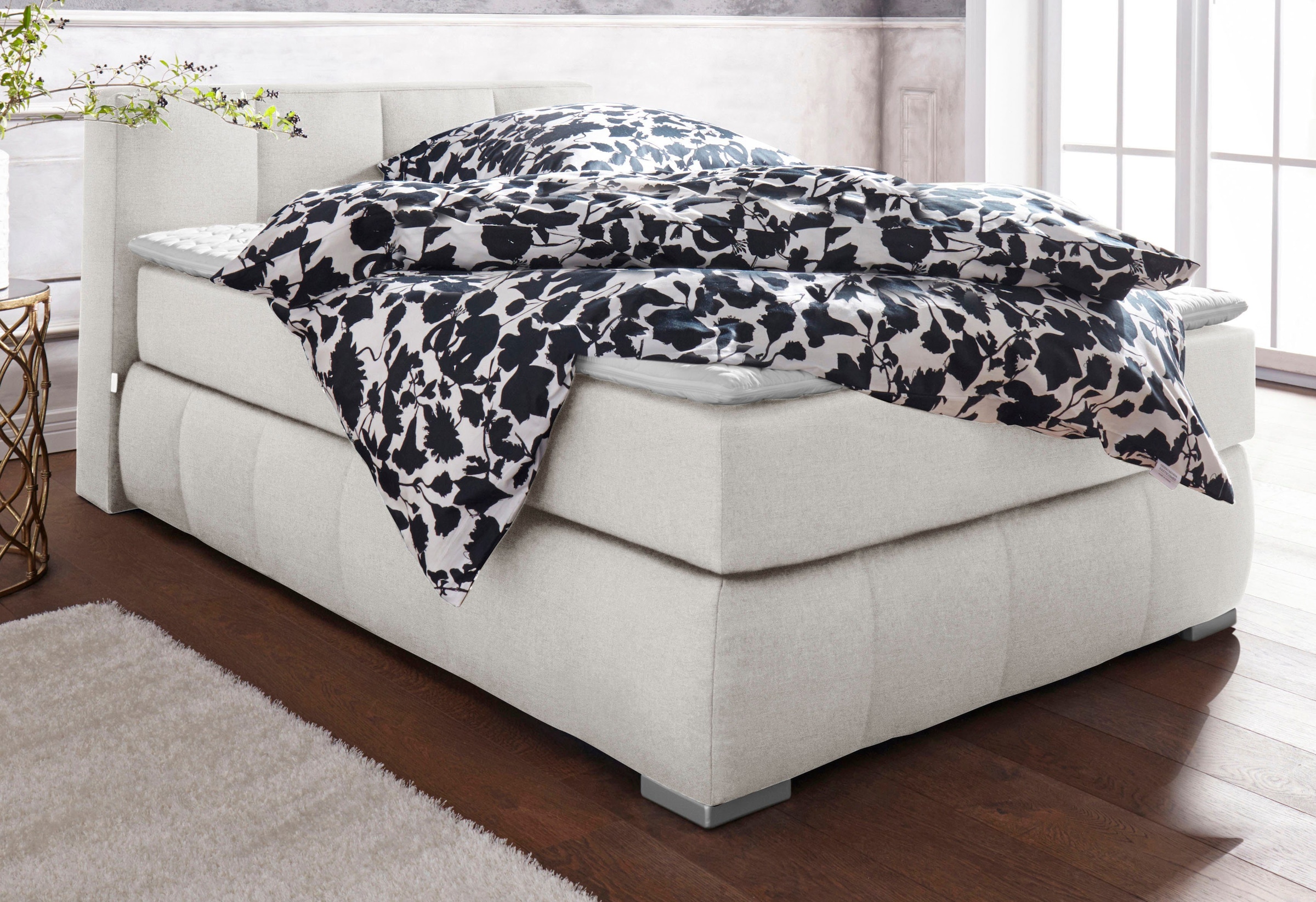 Guido Maria Kretschmer Home&Living Boxspringbett »Chelles«, inkl. Topper, in XXL- Überlänge 220 cm, Unterbox mit feine Wölbung