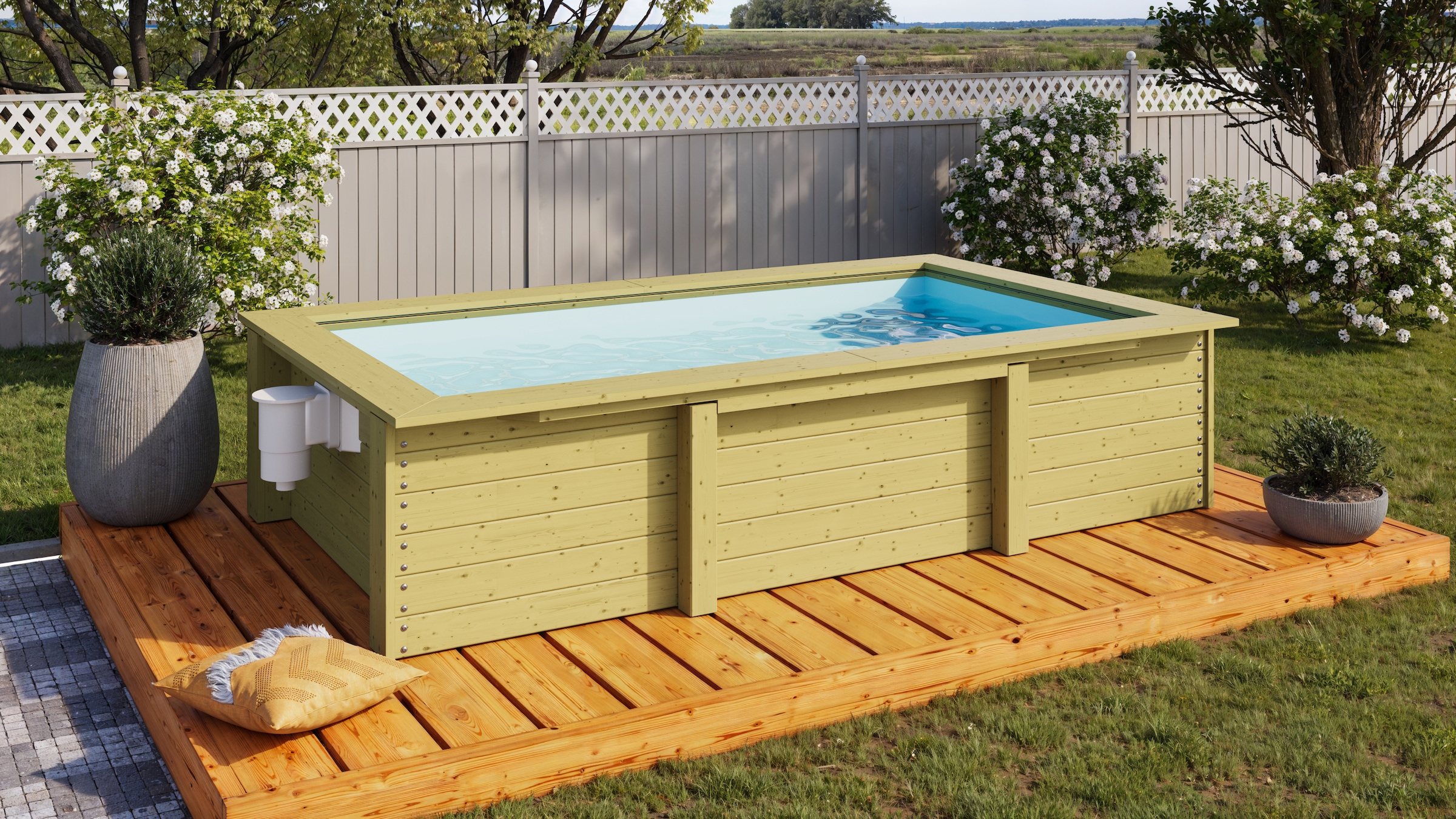 Karibu Rechteckpool "Triton L 181,5 x B 305 x H 69 cm" kesseldruckimprägniert, Made in Germany