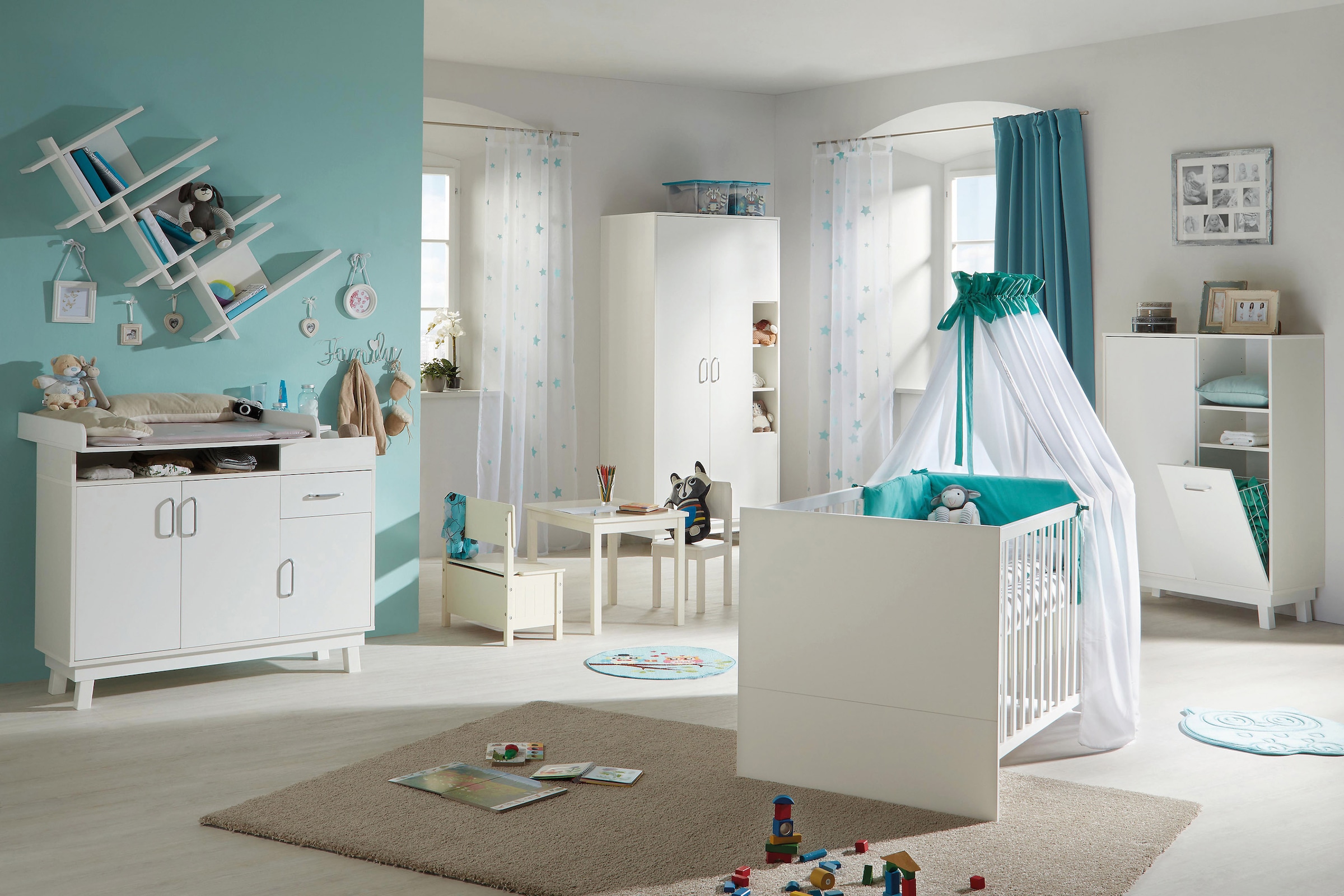 Babyzimmer-Komplettset »Nordic, weiß«, (Set, 3 St., Kinderbett, Wickelkommode,...