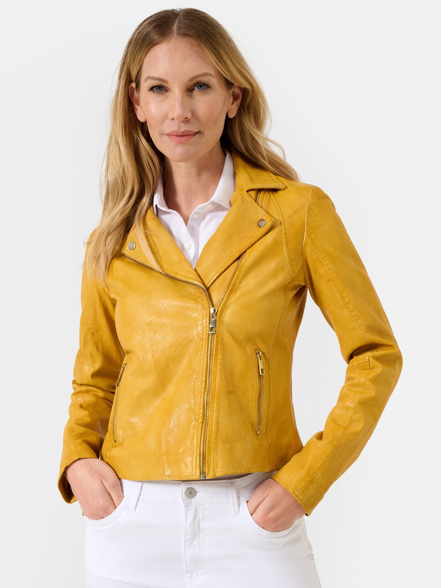 RICANO Bikerjacke »Lederjacke Antonia« ohne Kapuze Handgefertigt aus echtem Leder