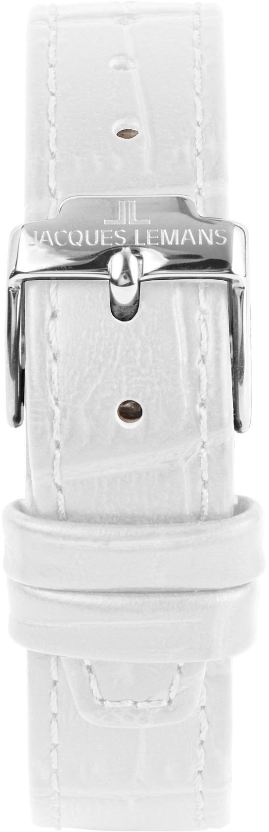 Jacques Lemans Quarzuhr »Torino«, Armbanduhr, Damenuhr, Lederarmband, Perlmutt, Tag, Glaskristalle