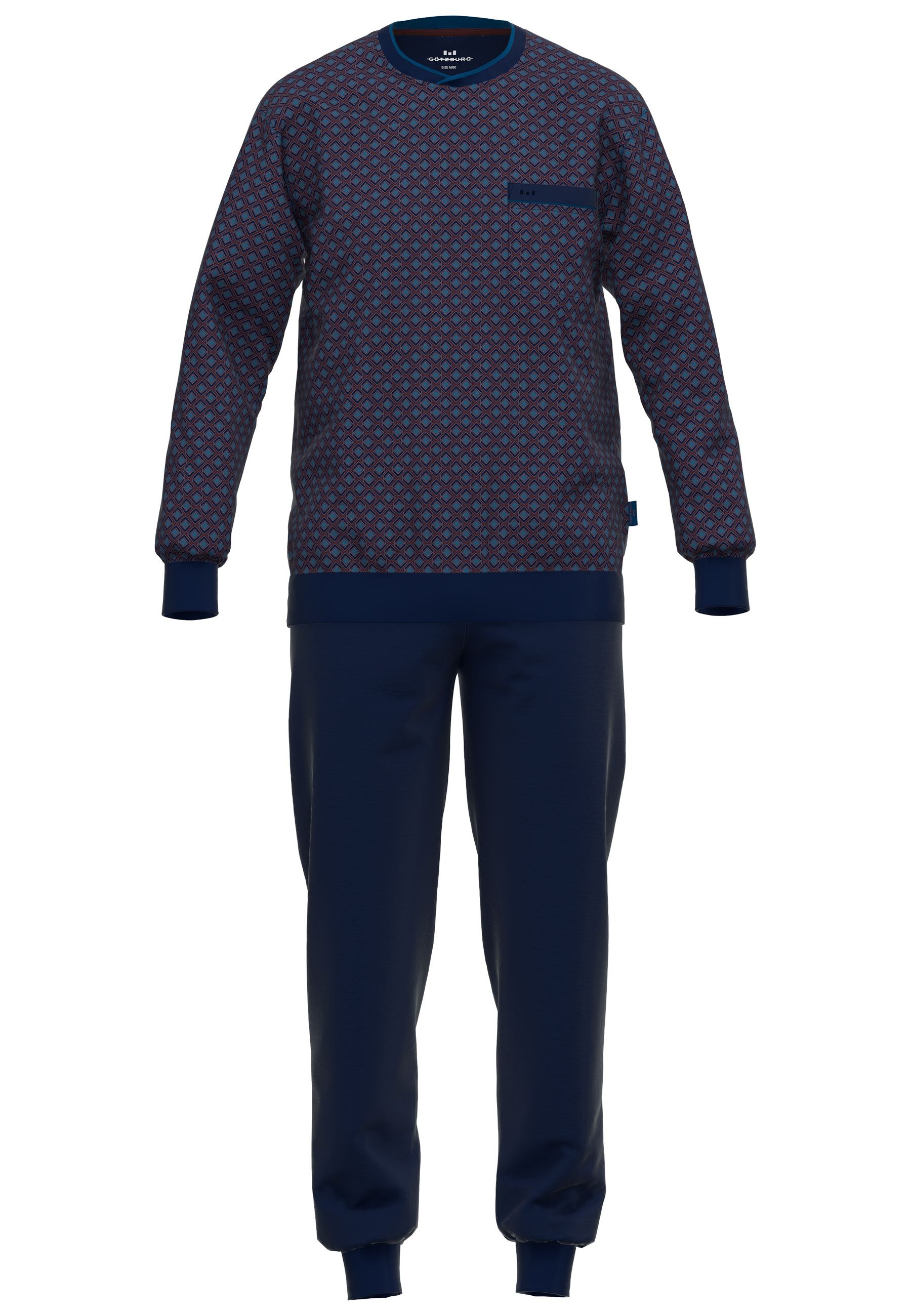 GÖTZBURG Pyjama »Zartbitter«, (2 tlg.), Langarm, Rundhalsausschnitt, Brusttasche