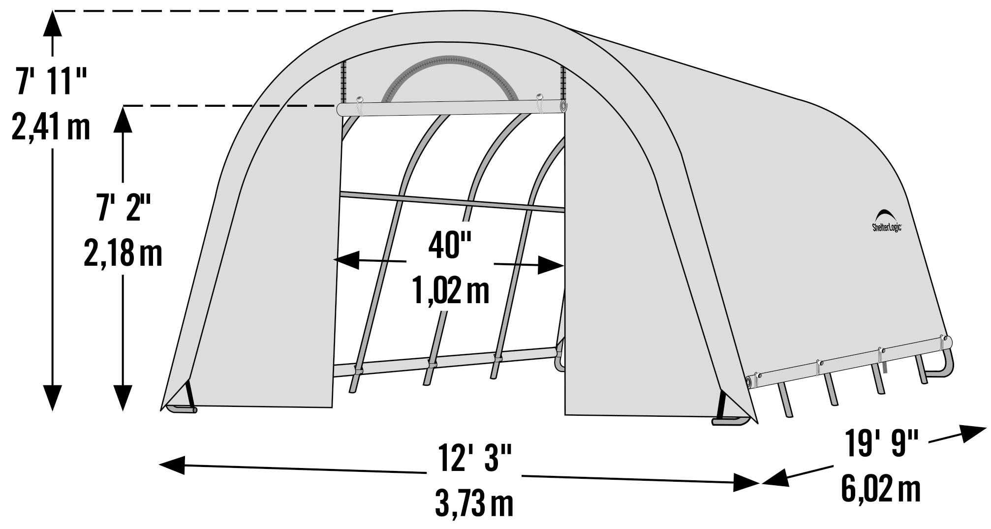 ShelterLogic Foliengewächshaus »Weiß, 610x370x250 cm«, aus UV-beständiger und wasserdichter Polyethylene-Plane
