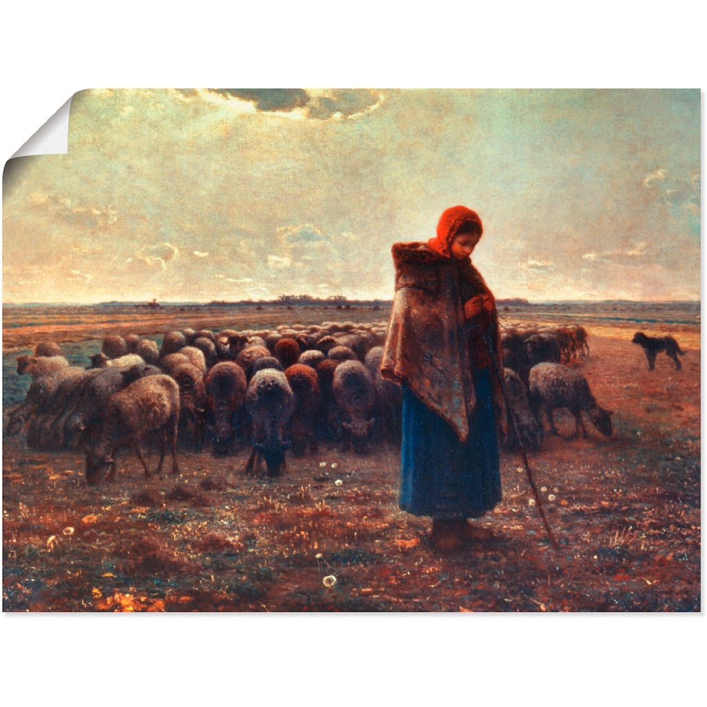 Artland Wandbild »Schäferin mit ihrer Herde, 1863«, Berufe, (1 St.)