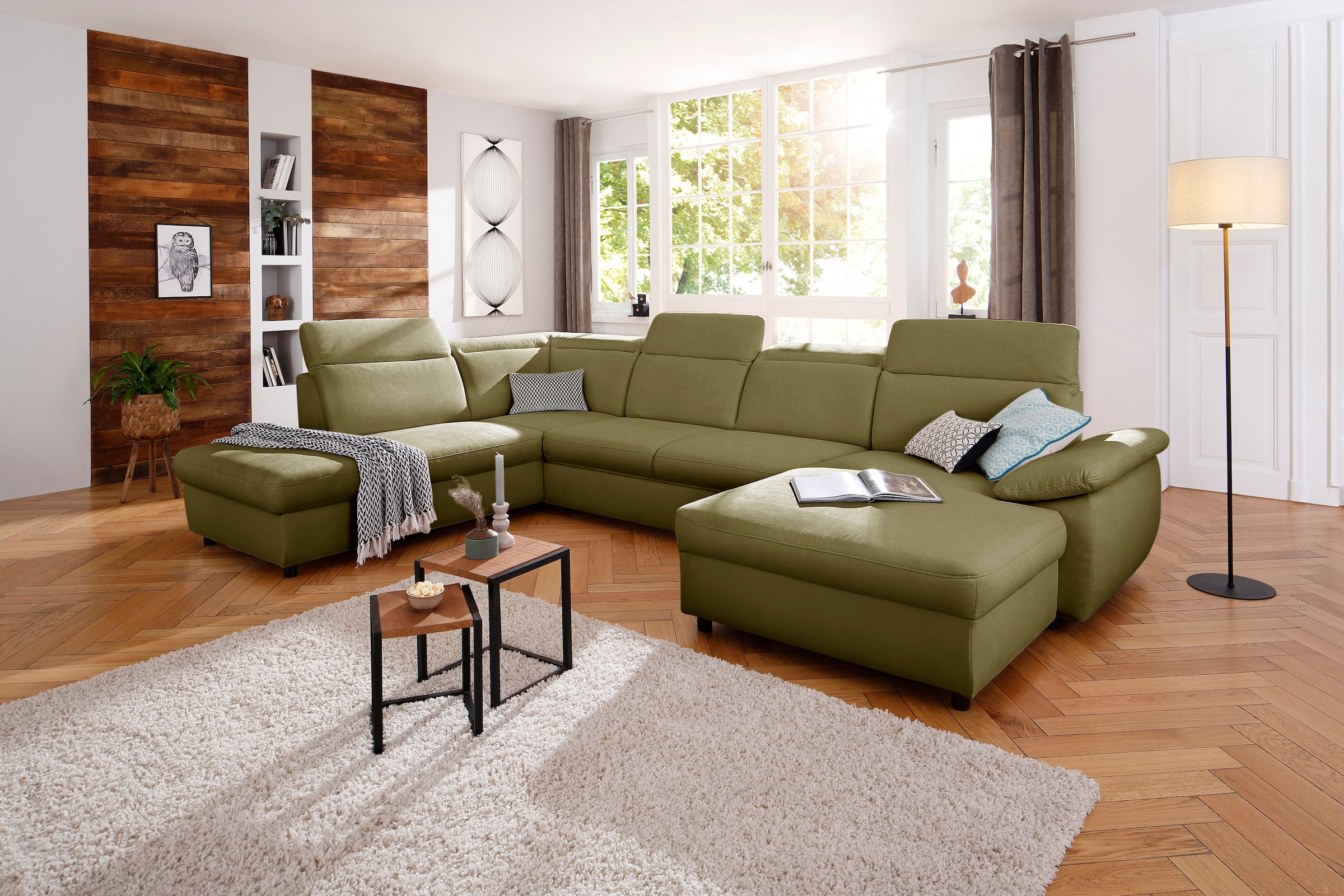 OTTO home Wohnlandschaft "Mauritius U-Form" mit Kopfteil- und Armlehnverstellung, wahlweise mit Schlaffunktion