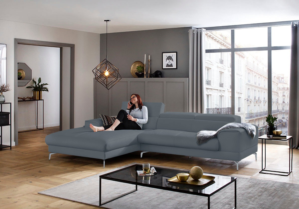 Thumbnail - W.SCHILLIG Ecksofa "piedroo, Designsofa mit tollem Sitzkomfort, bequem und elegant, L-Form" Kopfteilverstellung, wahlwei...