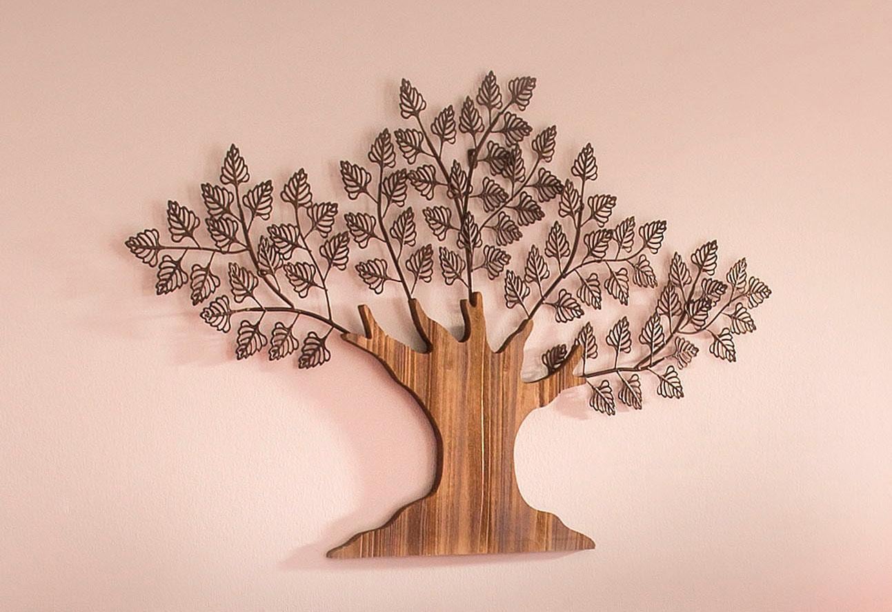 Wanddekoobjekt LIVING Metall kaufen aus | Materialmix Holz AND MORE HOFMANN »Baum«, und BAUR