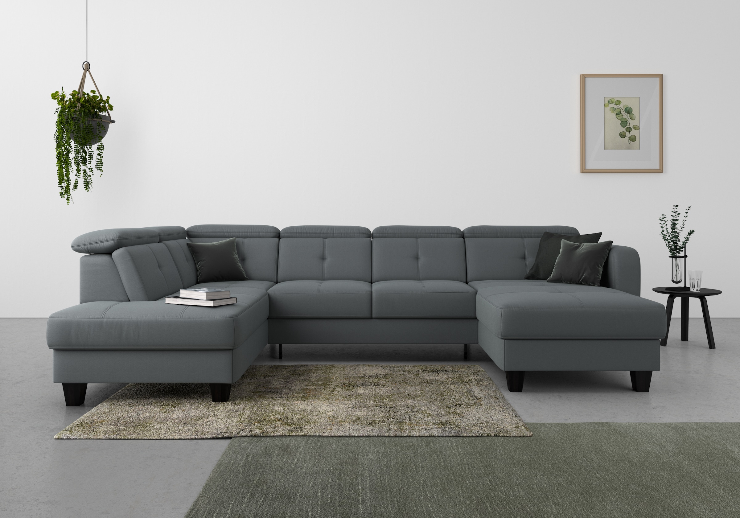sit&more Wohnlandschaft "Belluci U-Form" Kopfteilverstellung und Federkern, wahlweise mit Schlaffunktion