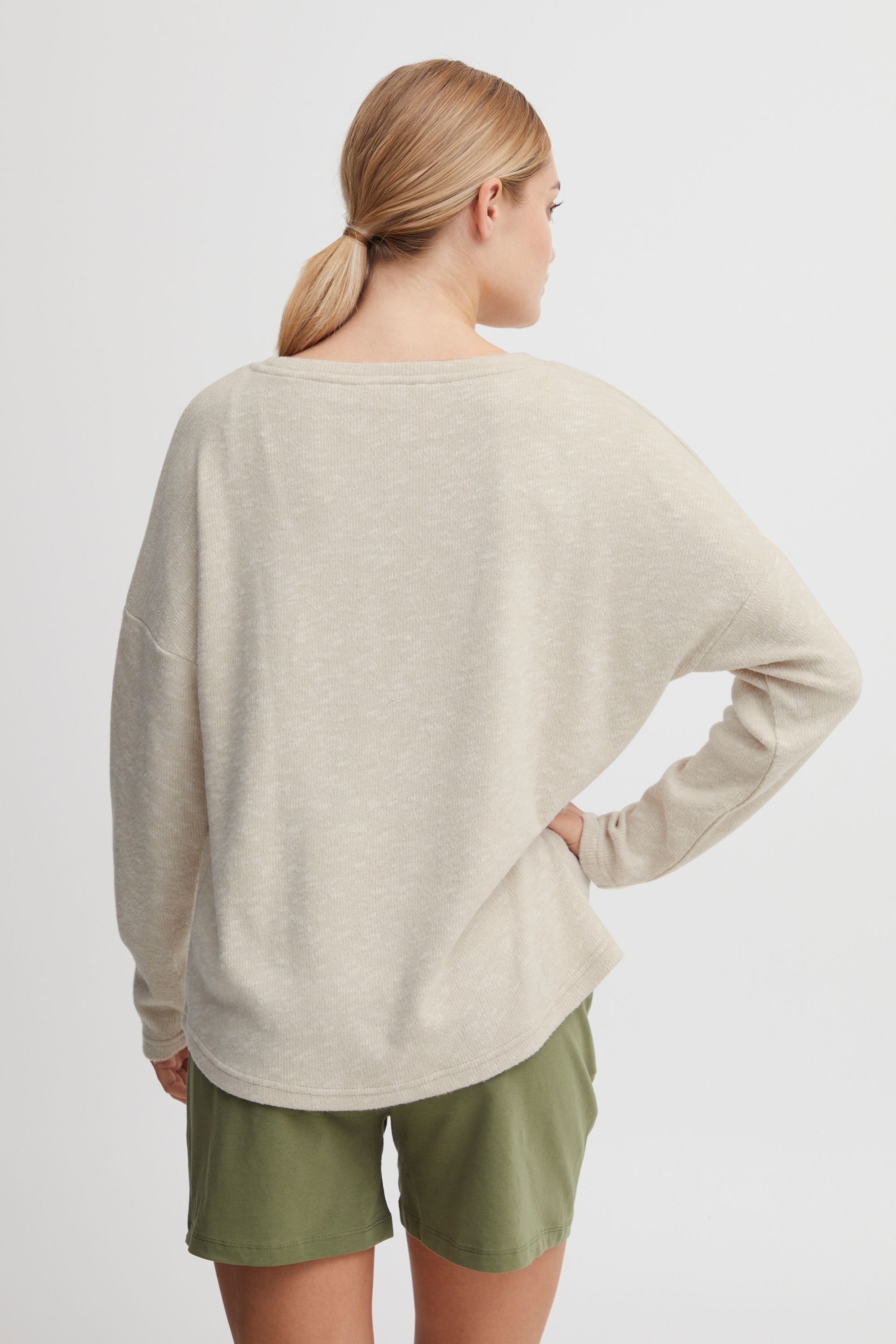 Longpullover OXMO "Sweatshirt OXSanne", Damen, Gr. S, beige (cement melange) 3