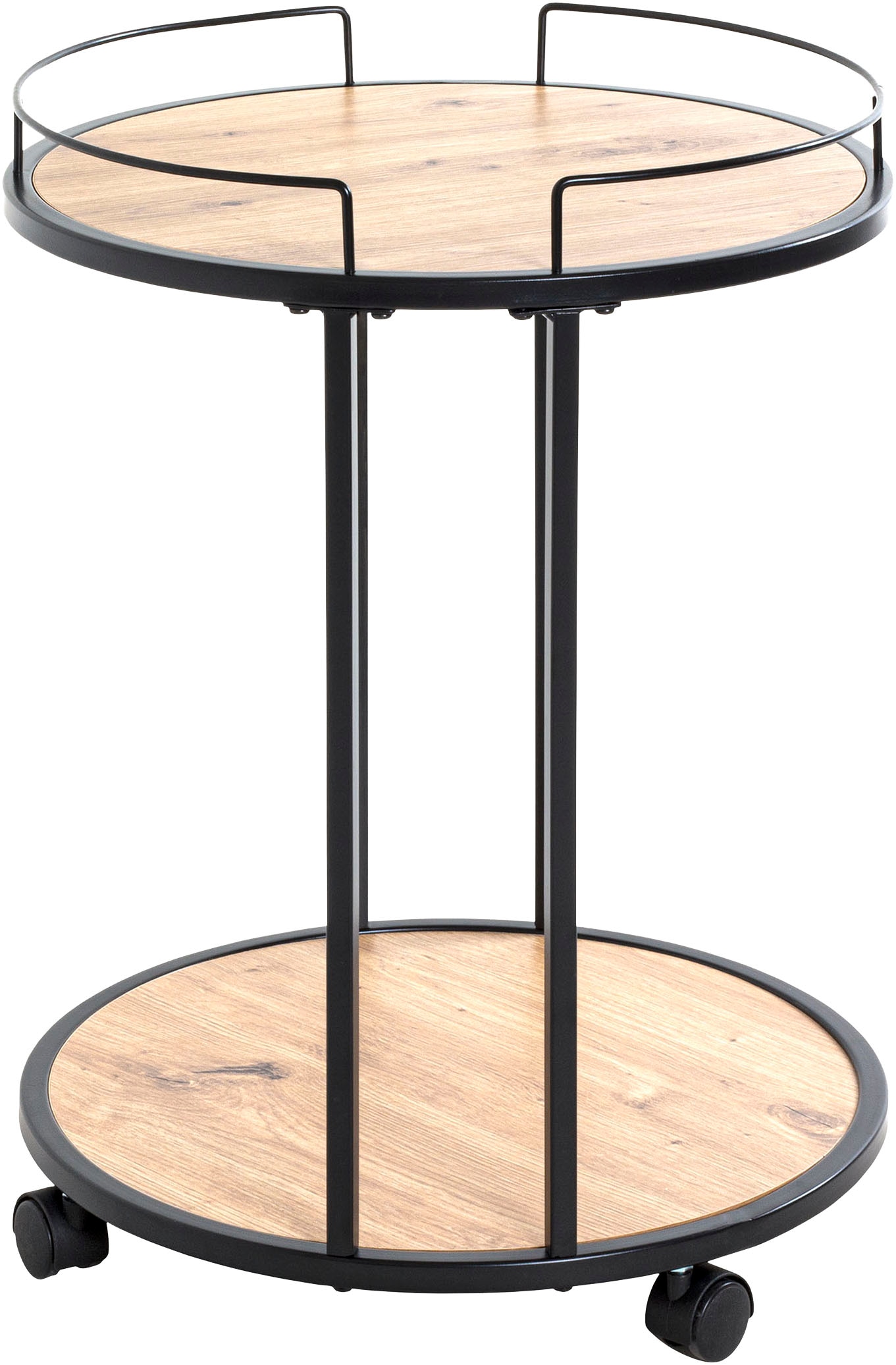 HAKU Beistelltisch "Rollwagen, Trolley" 1 Stk. tlg. rund - aus MDF Braun - Ø/H 45/60 cm