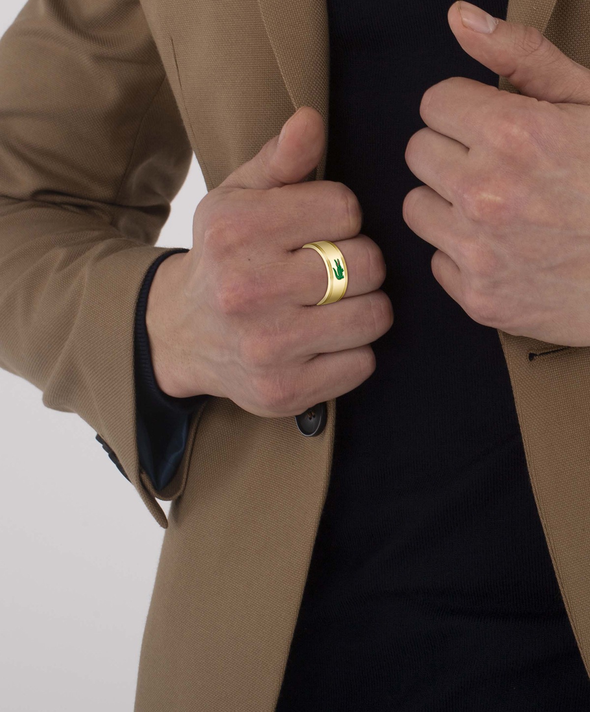 Lacoste Arthor Ring Yellow Gold/Green 62 3