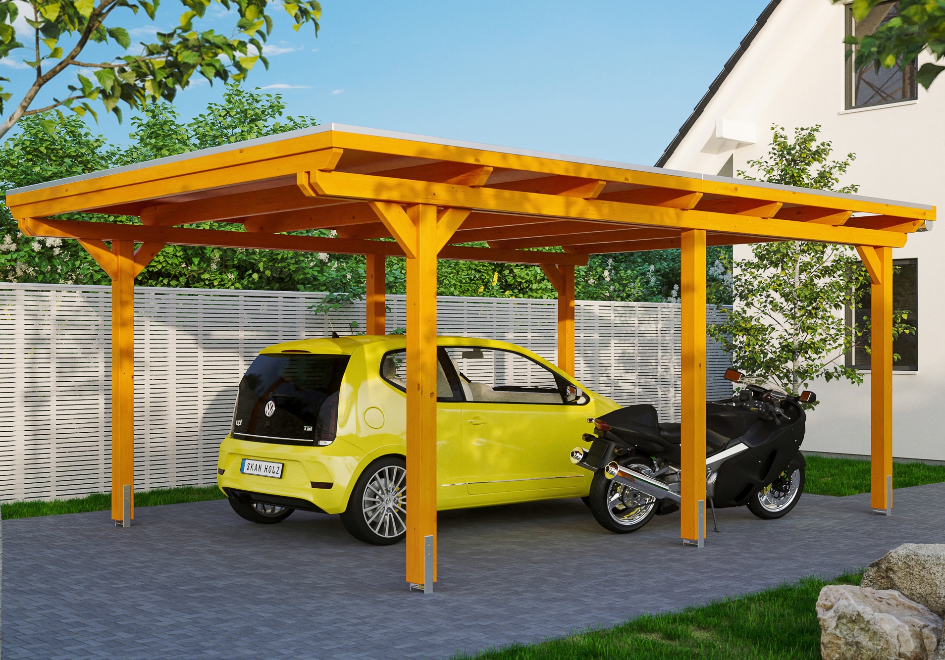 Skanholz Einzelcarport "Emsland" Leimholz 341 cm hellbraun