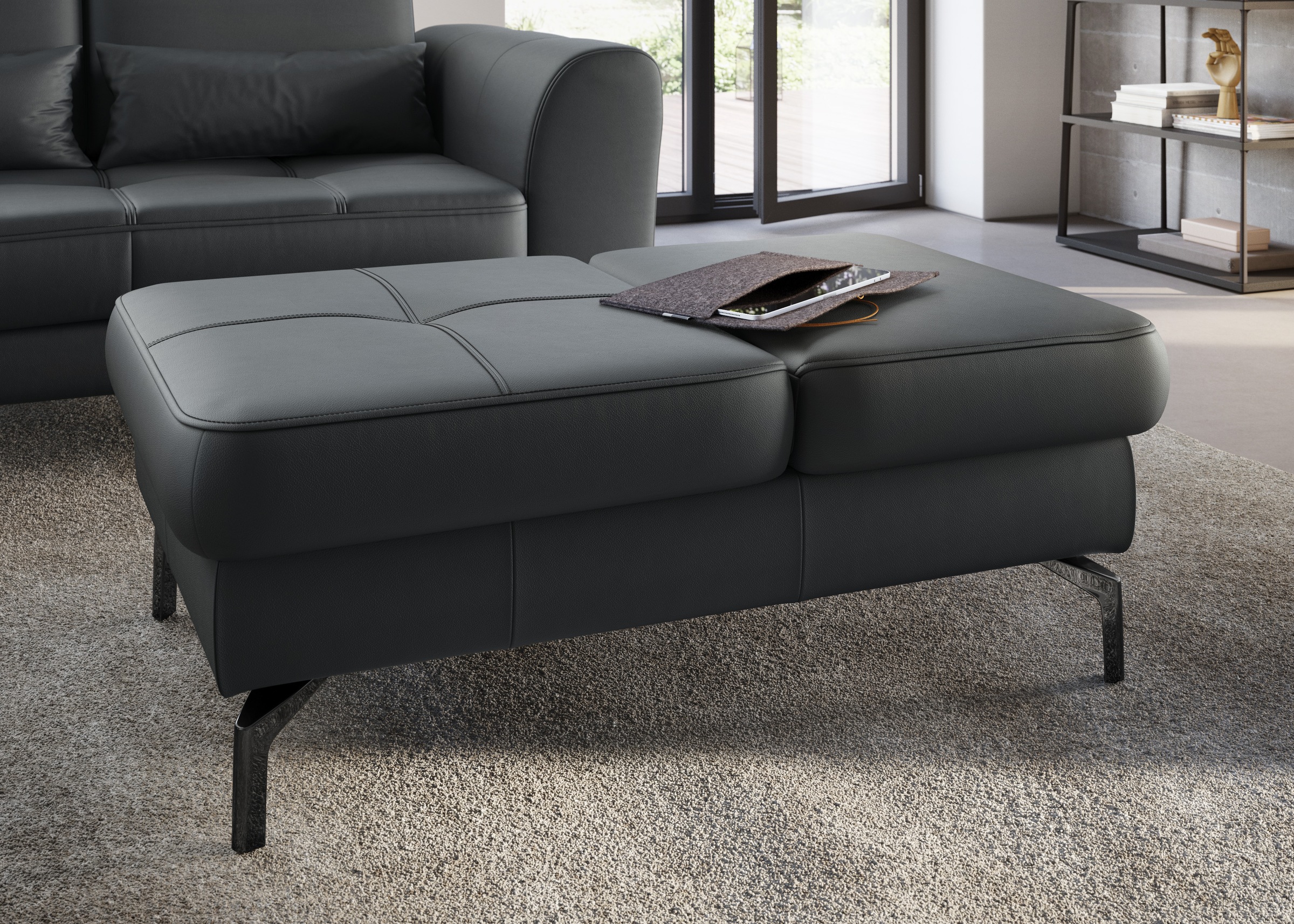 sit&more Hocker »Bendigo«, mit Klappfunktion, Bodenfreiheit 15 cm, wahlweise in 2 Fußfarben