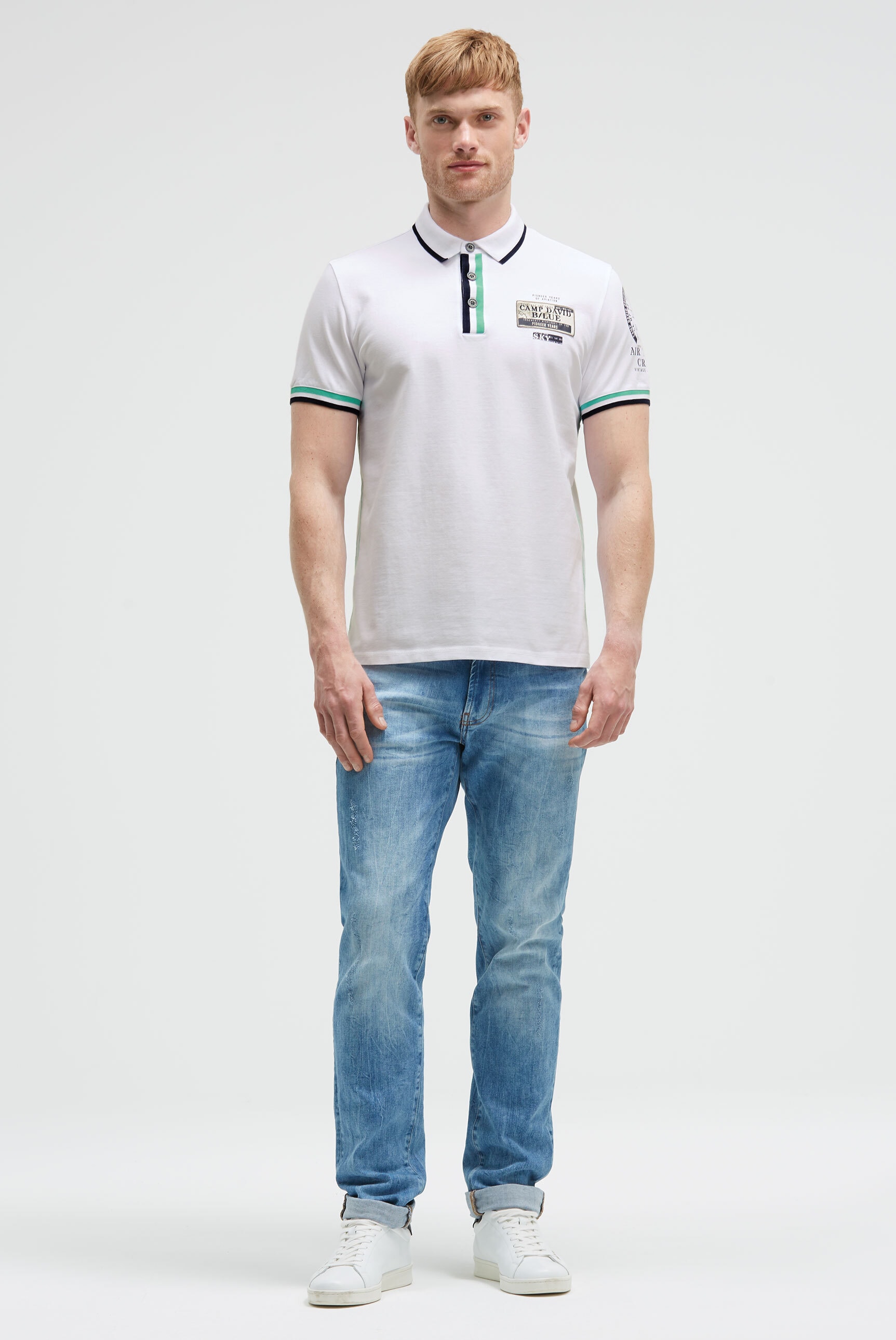 CAMP DAVID Poloshirt mit Kontrastnähten