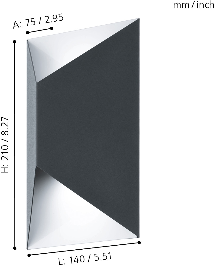 EGLO LED Außen-Wandleuchte »Predazzo«, 2 flammig-flammig, LED möglich, | BAUR Eckmontage tauschbar