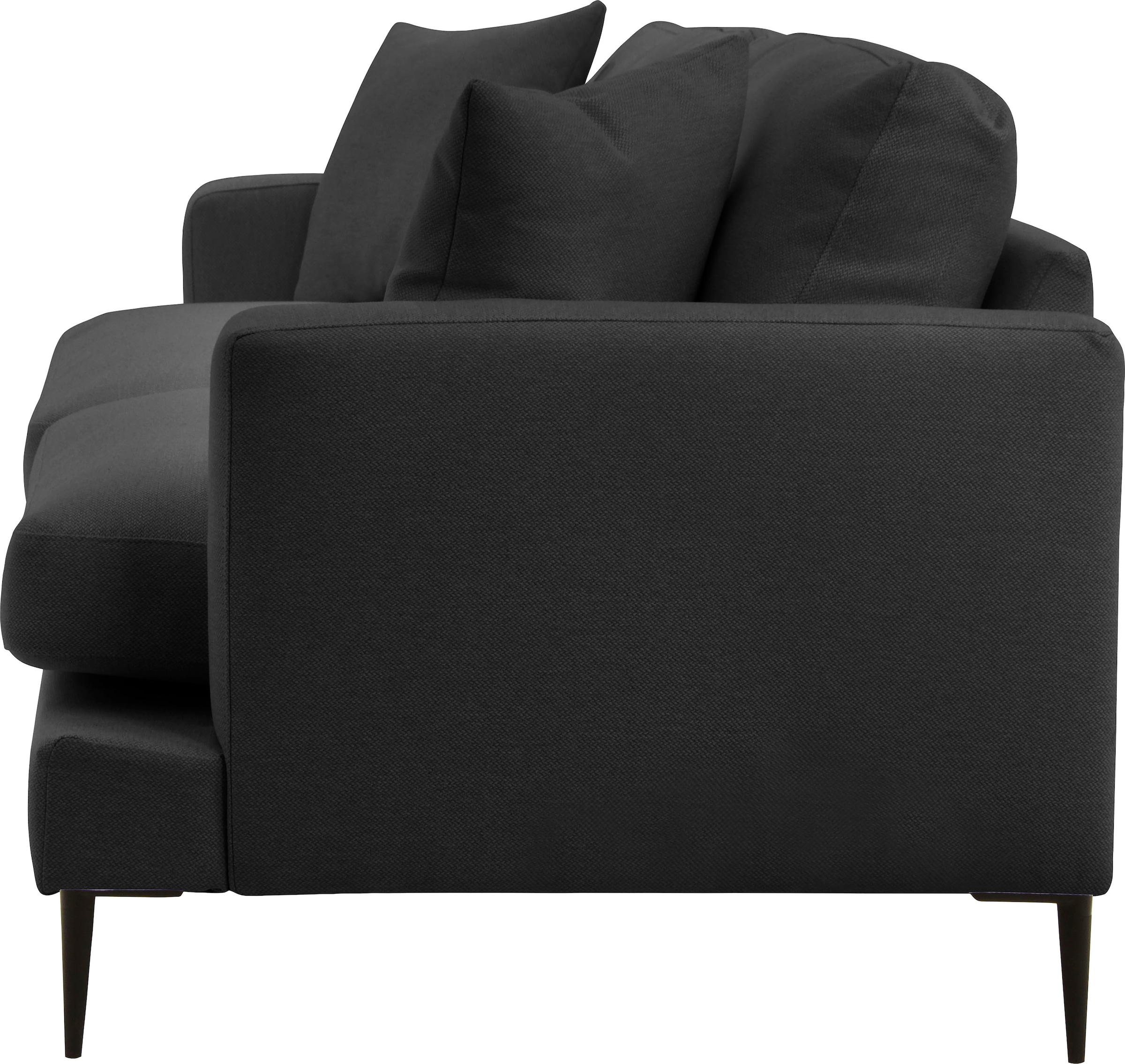 Leonique 3-Sitzer »Cozy elegantes Designsofa, Maße B/T/H: 211/97/80 cm«, mit losen Kissen und Metallbeinen