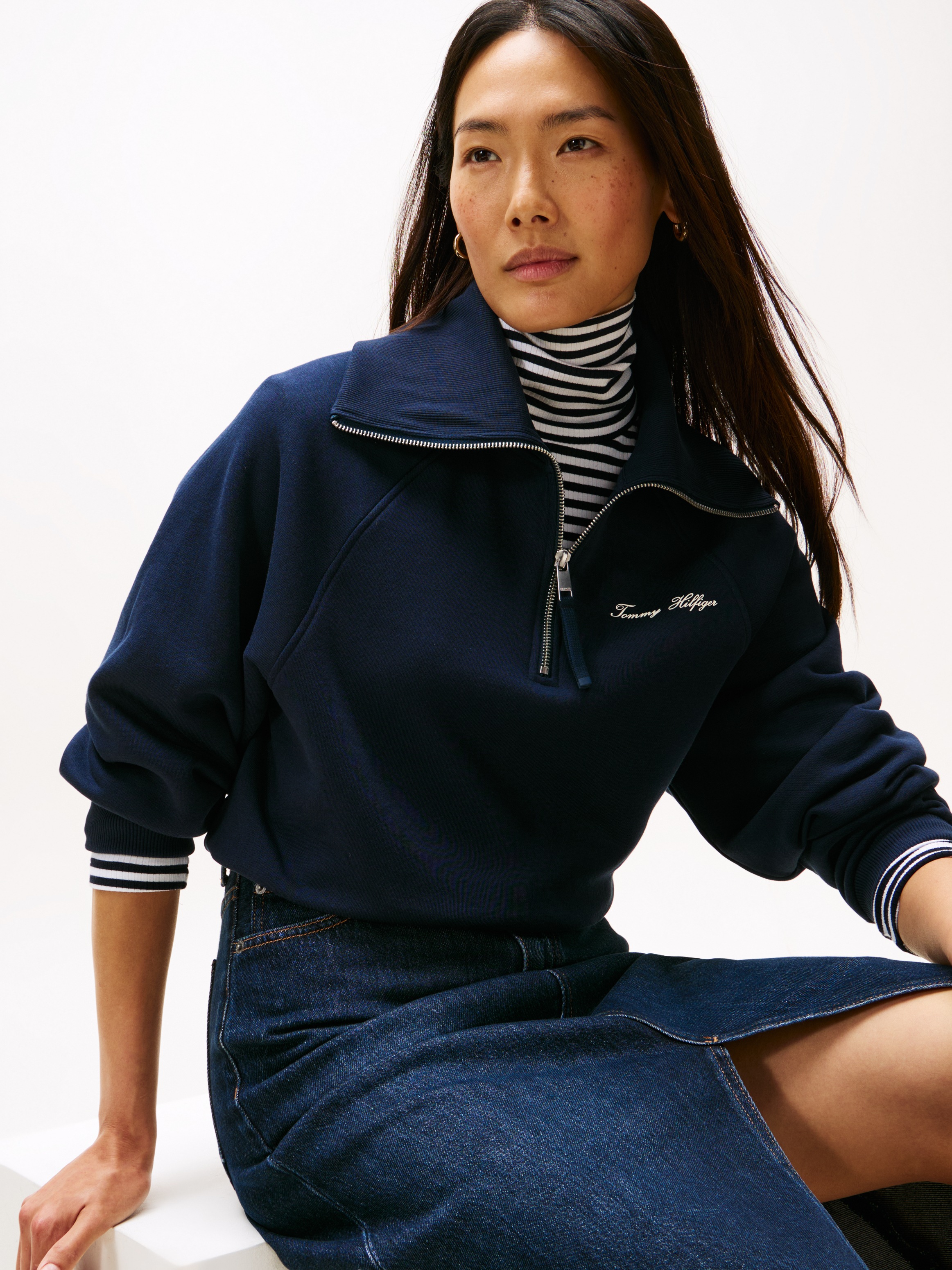 Tommy Hilfiger Sweatshirt "CLASSIC SCRIPT FLEECE HALF-ZIP" günstig online kaufen