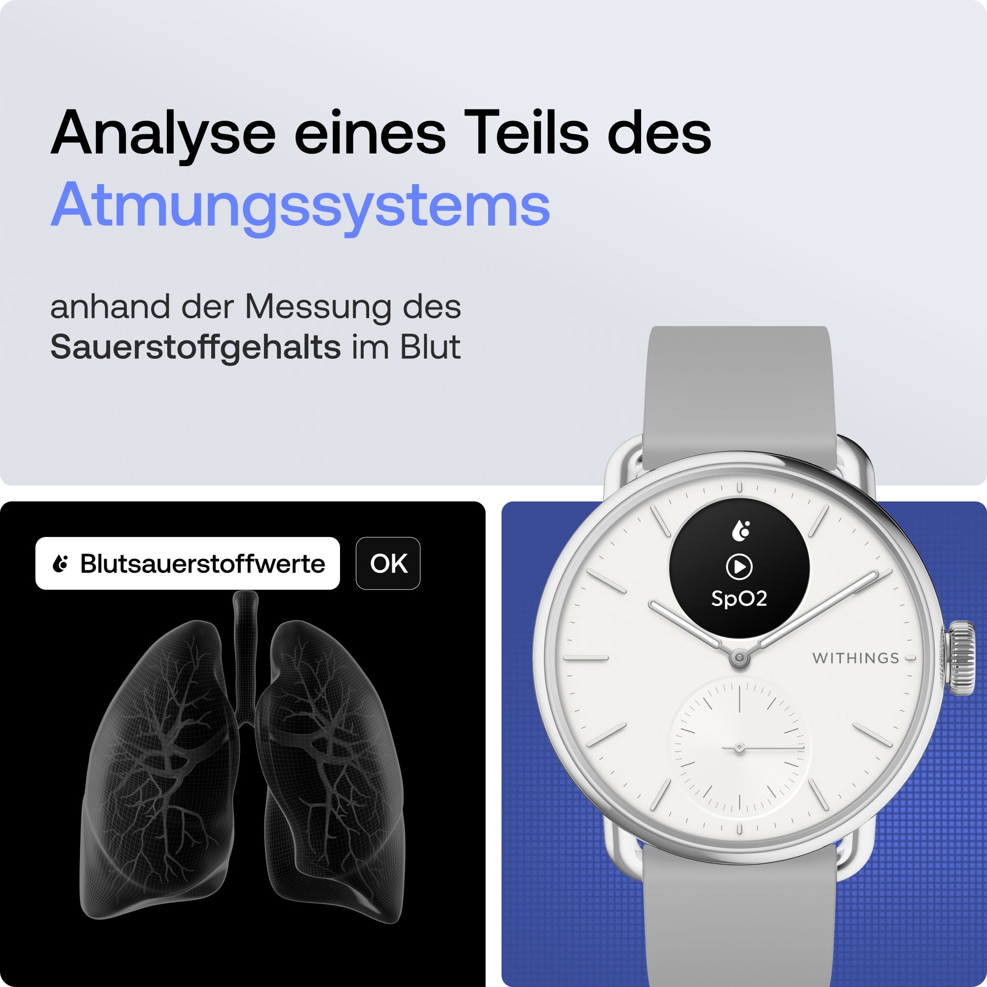Withings Smartwatch »ScanWatch 2 38mm«, HealthSense OS,)