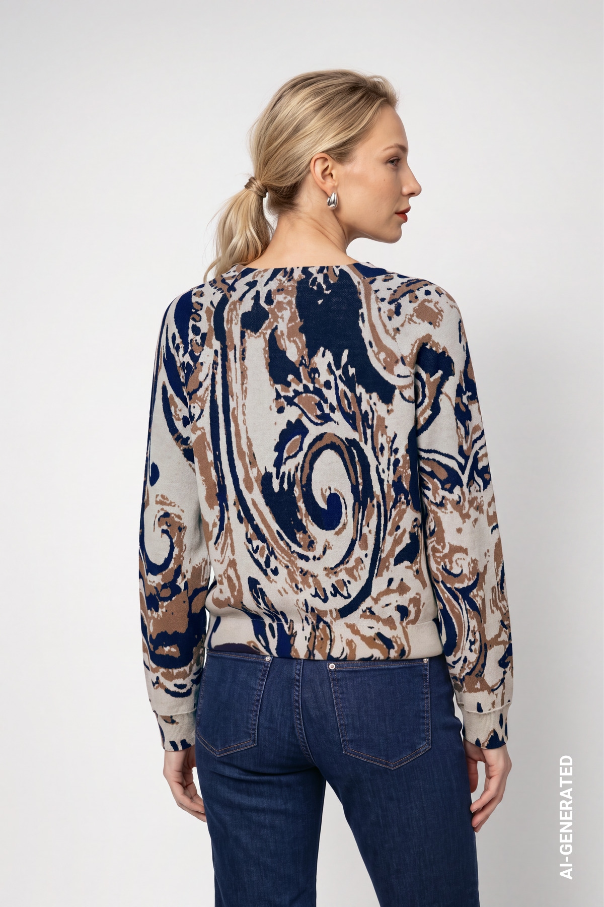 Monari Rundhalspullover »Pullover Paisleyjacquard« Regular fit mit Musterung